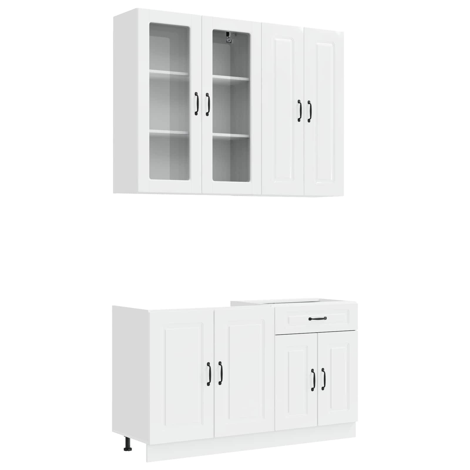 vidaXL Kücheneinheit KALMAR 4 pcs Hochglanz Weiß Holzwerkstoff