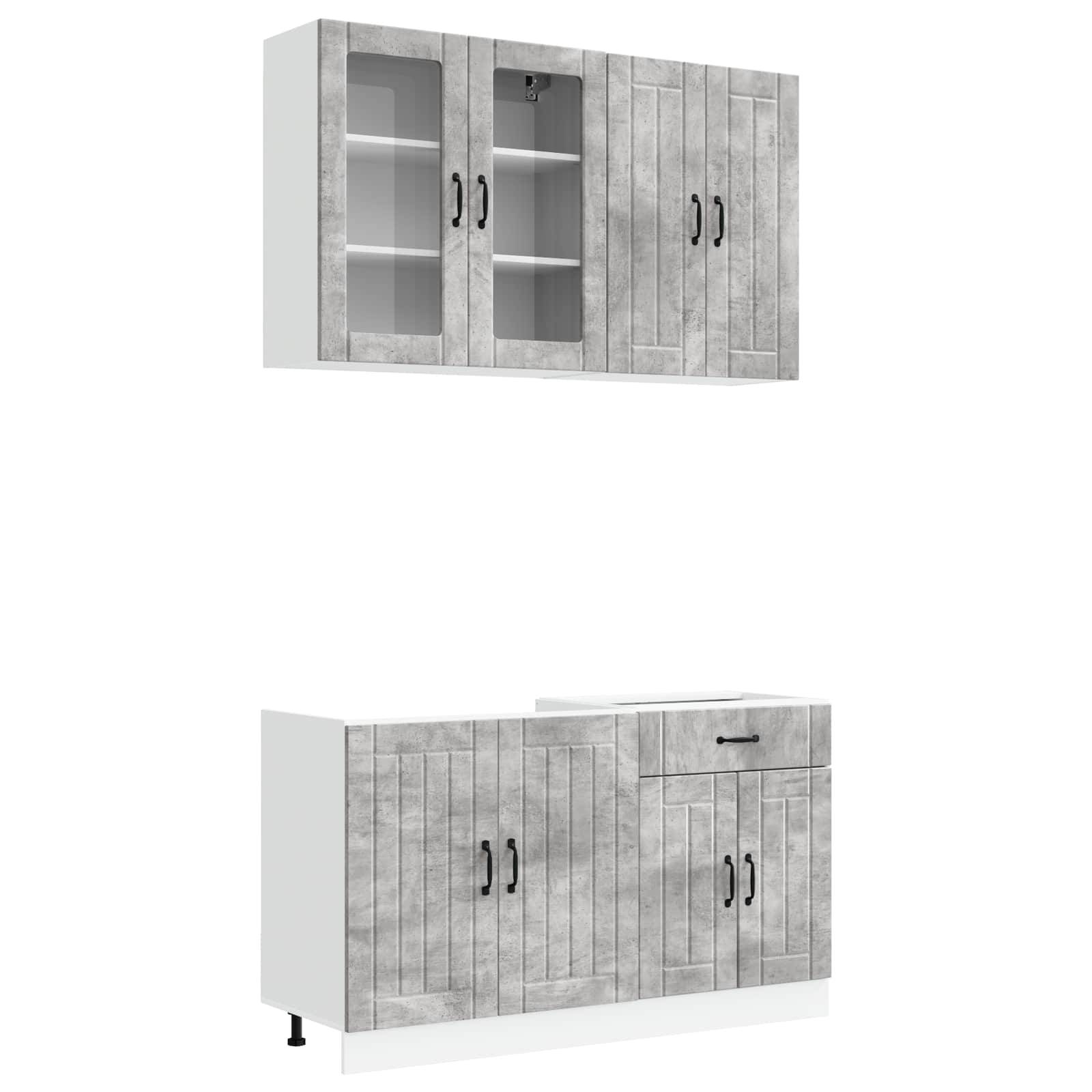 vidaXL Kücheneinheit LUCCA 4 pcs Betongrau Holzwerkstoff