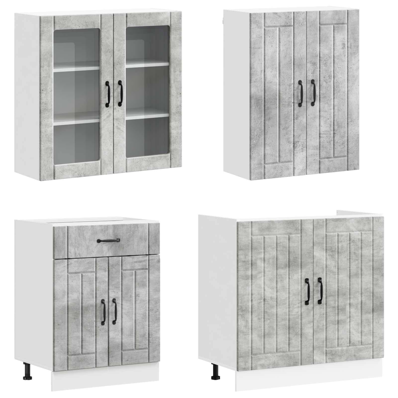 vidaXL Kücheneinheit LUCCA 4 pcs Betongrau Holzwerkstoff