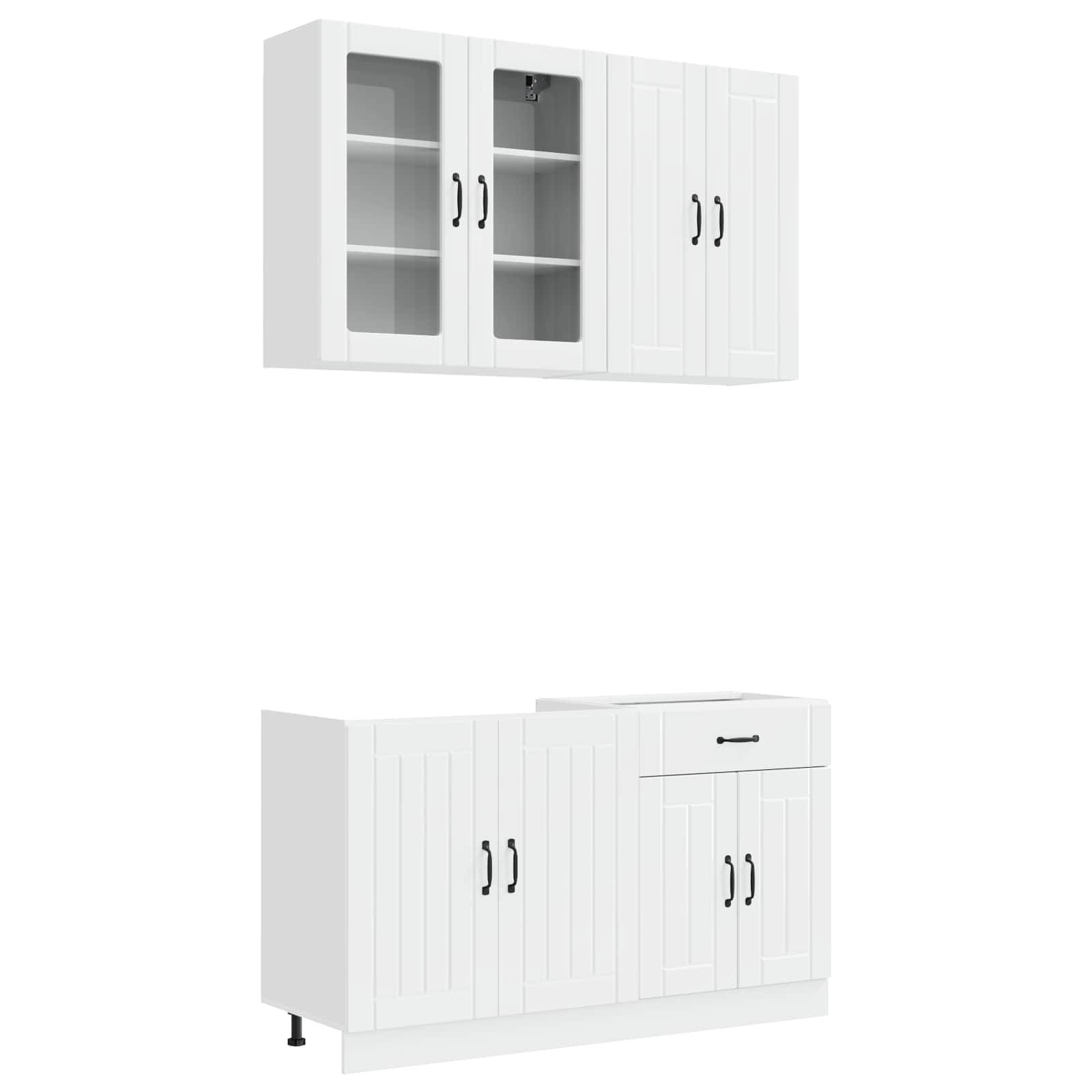 vidaXL Kücheneinheit LUCCA 4 pcs Hochglanz Weiß Holzwerkstoff