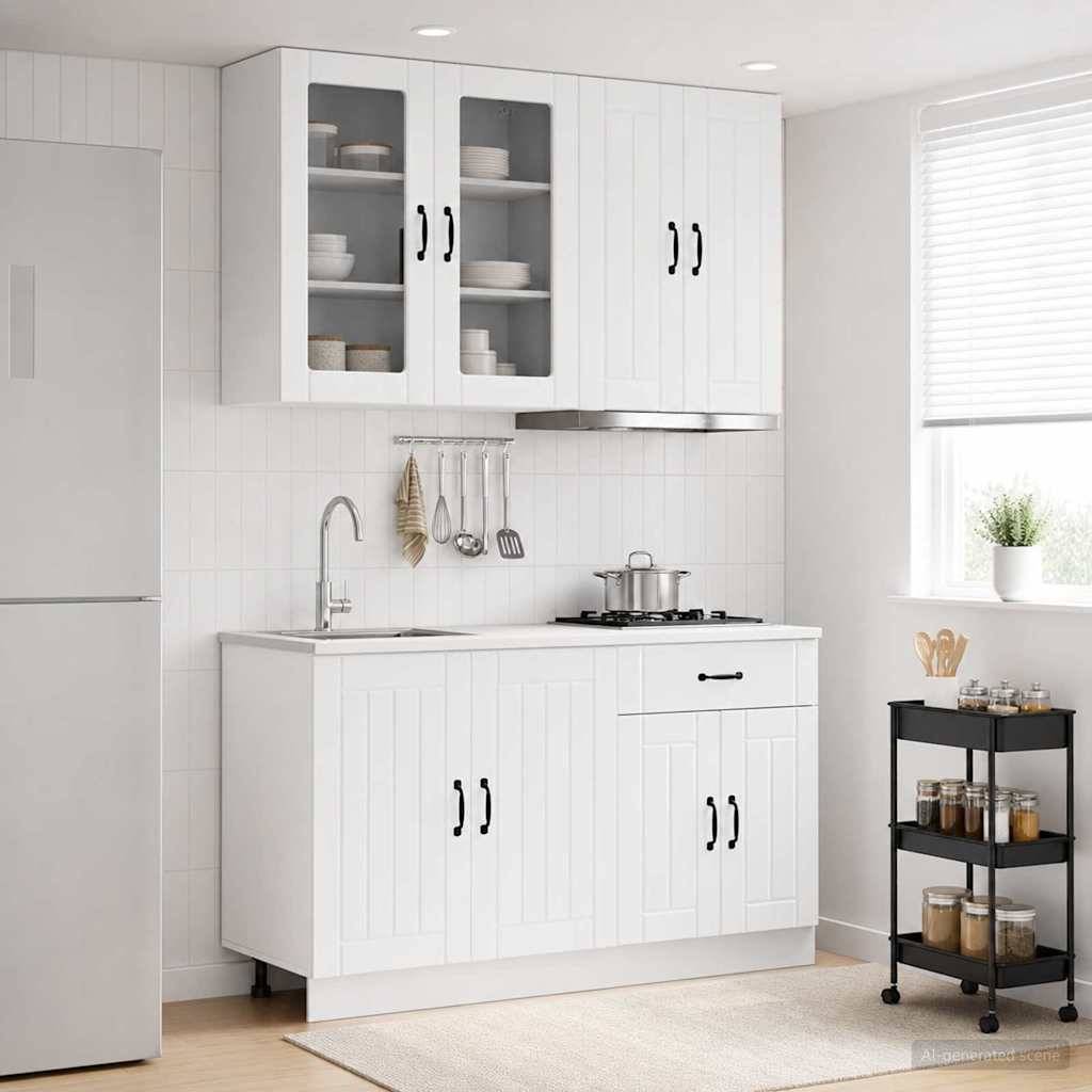 vidaXL Kücheneinheit LUCCA 4 pcs Hochglanz Weiß Holzwerkstoff