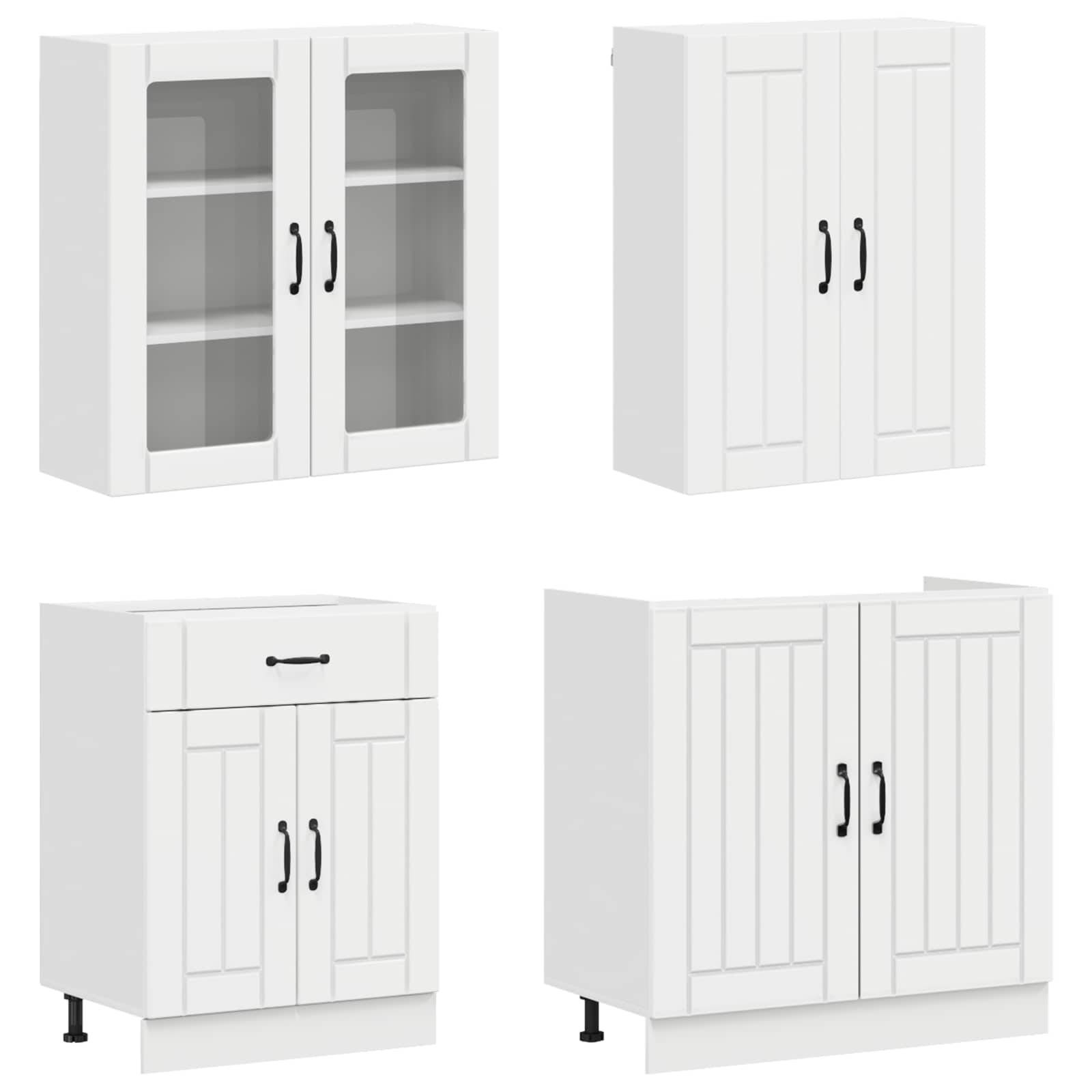 vidaXL Kücheneinheit LUCCA 4 pcs Hochglanz Weiß Holzwerkstoff