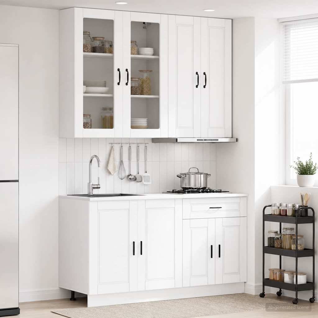 vidaXL Kücheneinheit PORTO 4 pcs Weiß Holzwerkstoff
