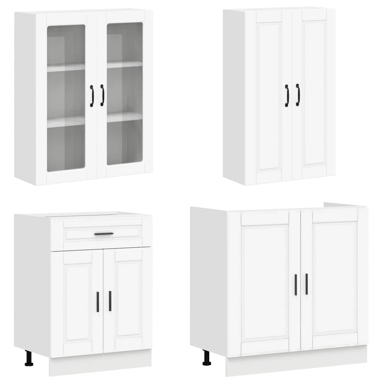 vidaXL Kücheneinheit PORTO 4 pcs Weiß Holzwerkstoff