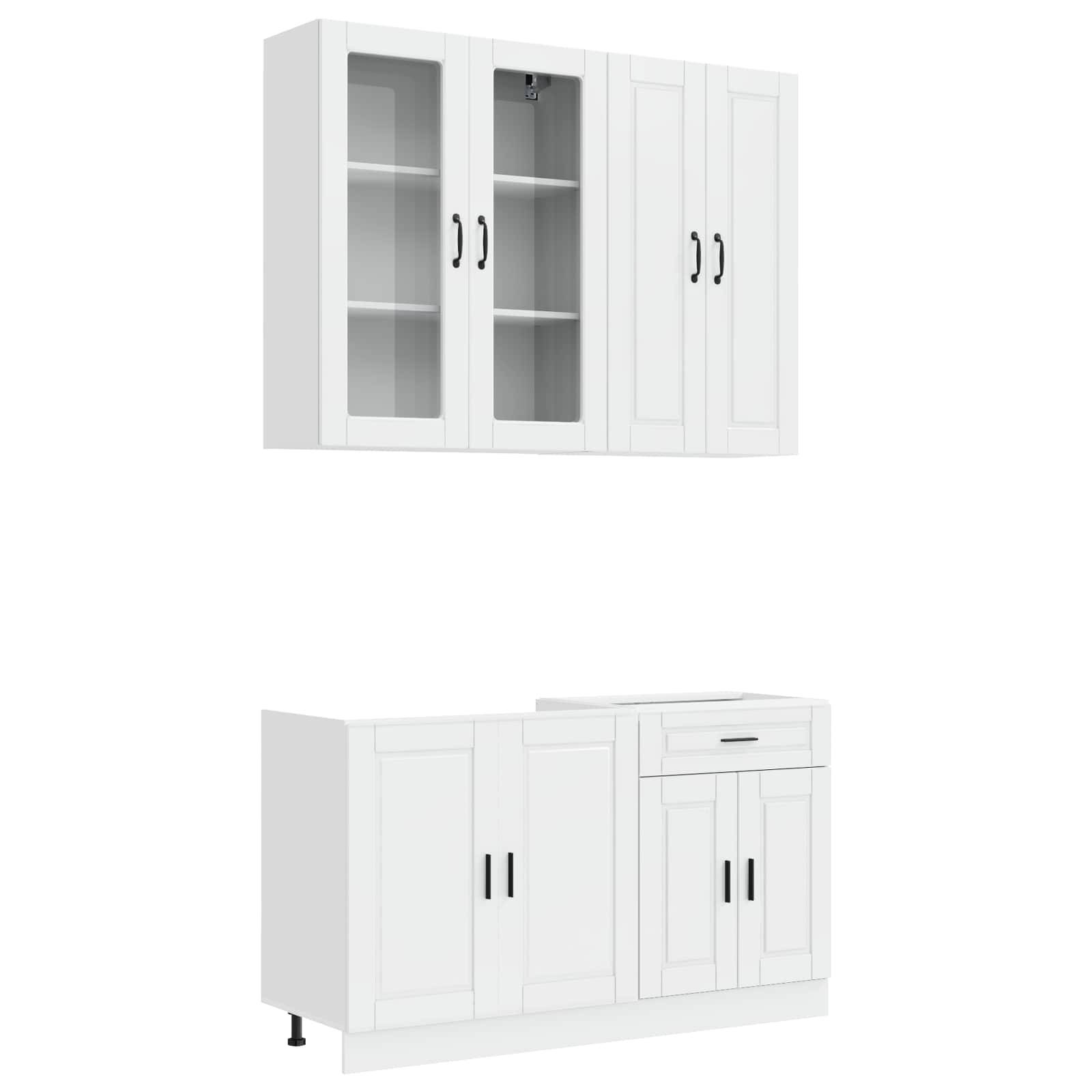 vidaXL Kücheneinheit PORTO 4 pcs Hochglanz Weiß Holzwerkstoff