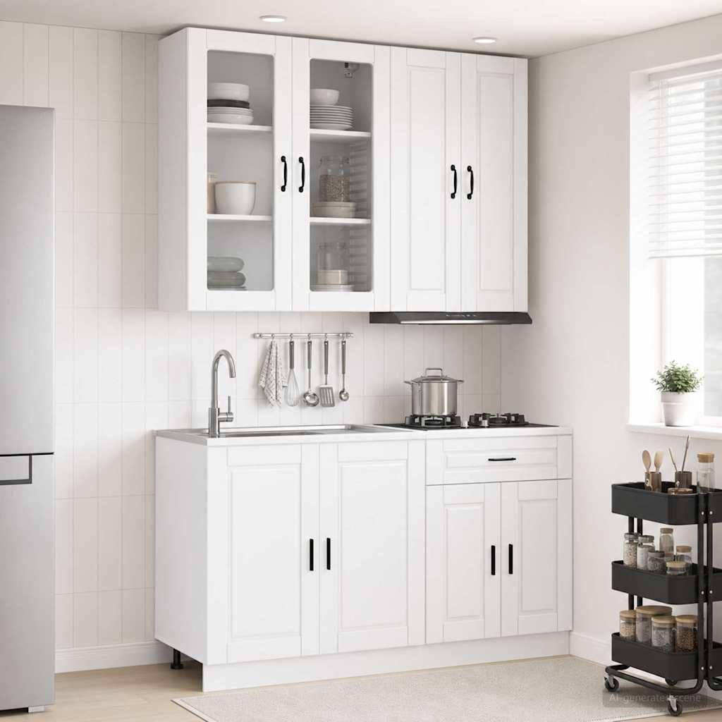 vidaXL Kücheneinheit PORTO 4 pcs Hochglanz Weiß Holzwerkstoff