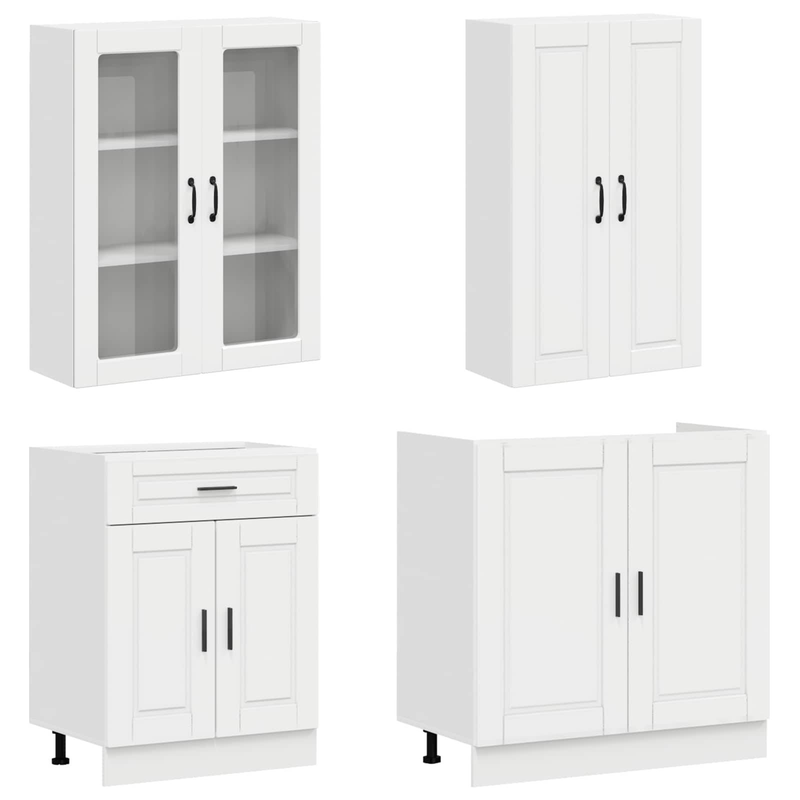 vidaXL Kücheneinheit PORTO 4 pcs Hochglanz Weiß Holzwerkstoff