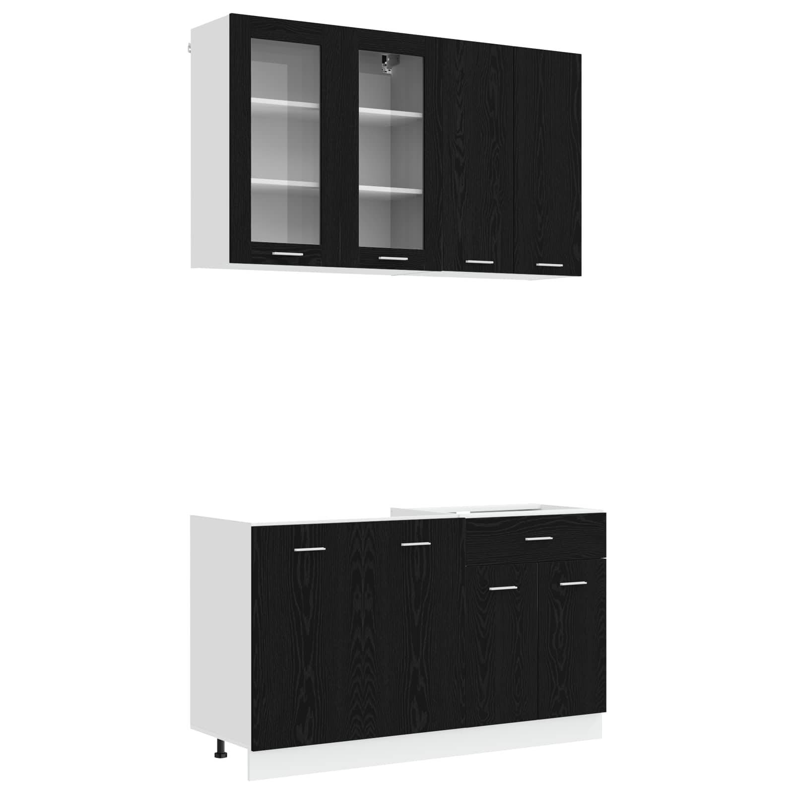 vidaXL Kücheneinheit LYON 4 pcs Schwarze Eiche Holzwerkstoff