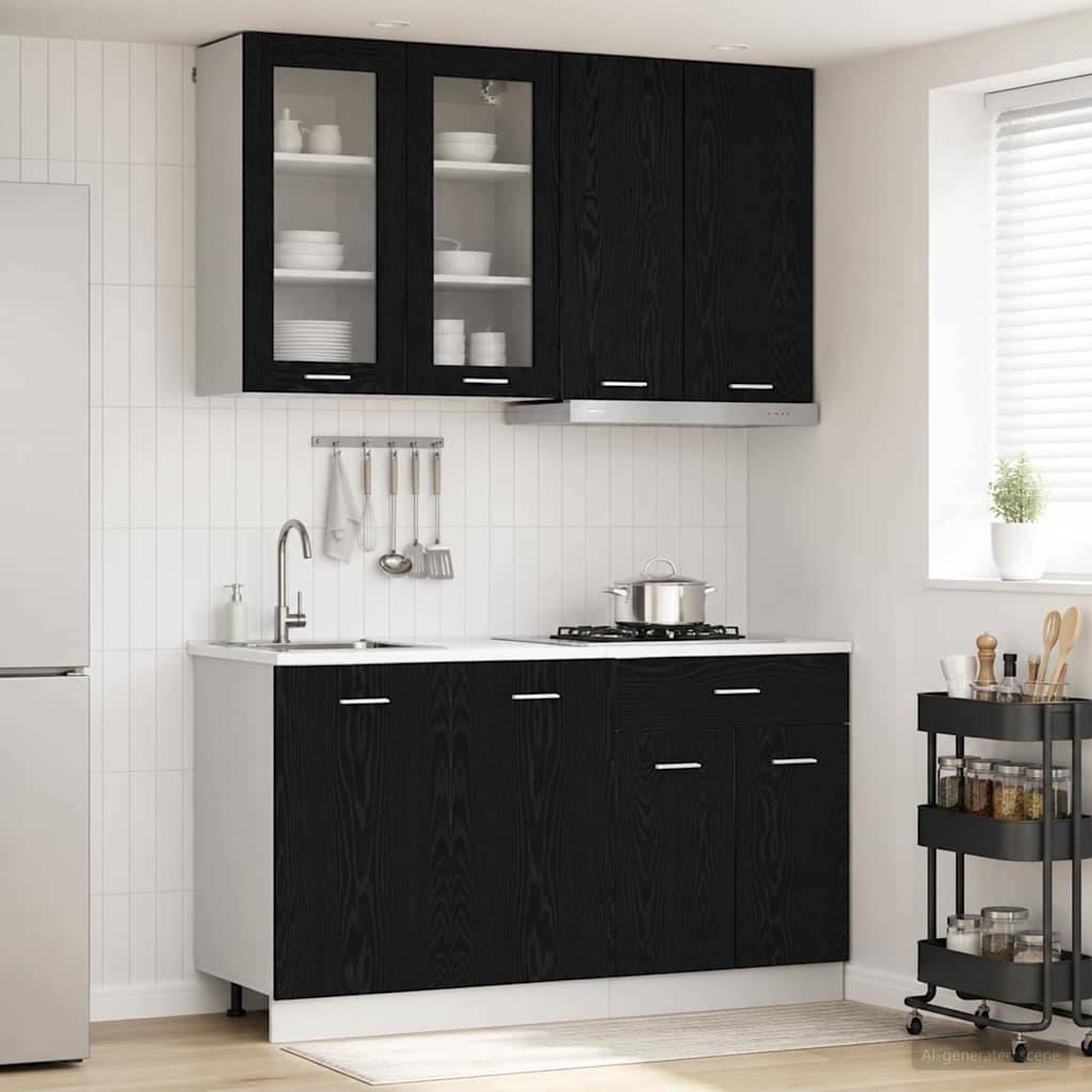 vidaXL Kücheneinheit LYON 4 pcs Schwarze Eiche Holzwerkstoff