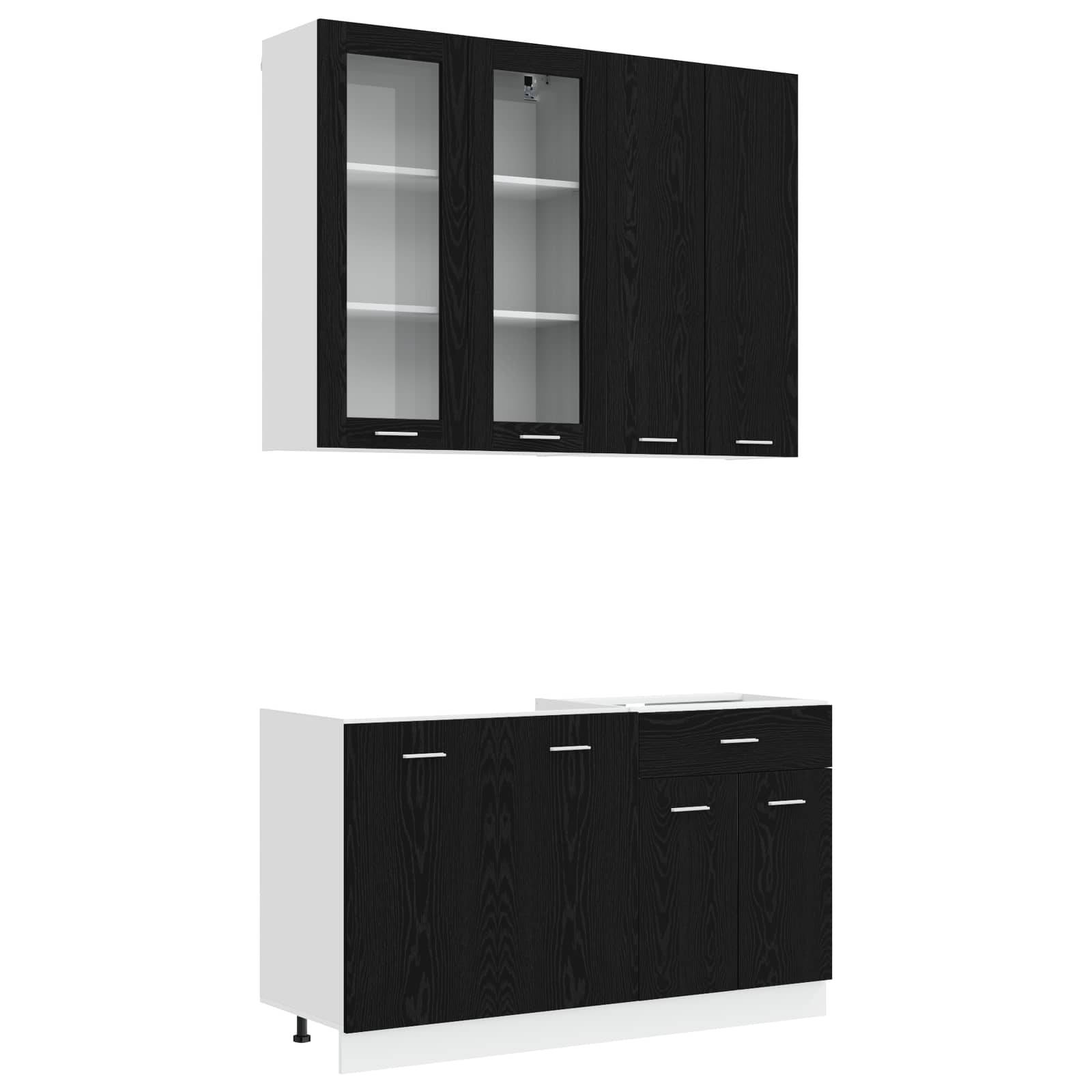 vidaXL Kücheneinheit LYON 4 pcs Schwarze Eiche Holzwerkstoff