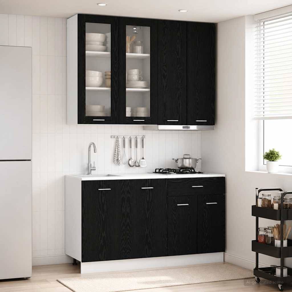 vidaXL Kücheneinheit LYON 4 pcs Schwarze Eiche Holzwerkstoff
