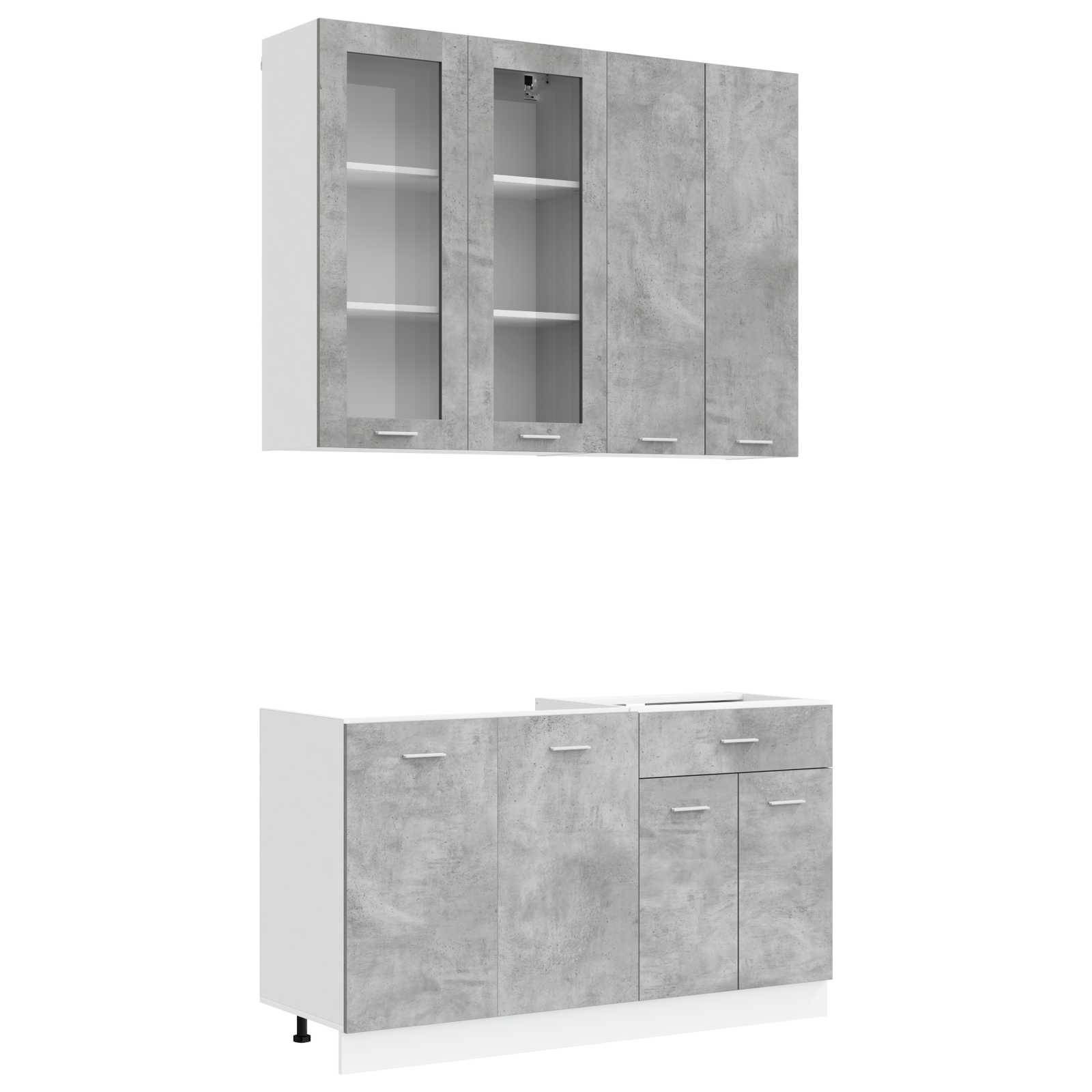 vidaXL Kücheneinheit LYON 4 pcs Betongrau Holzwerkstoff
