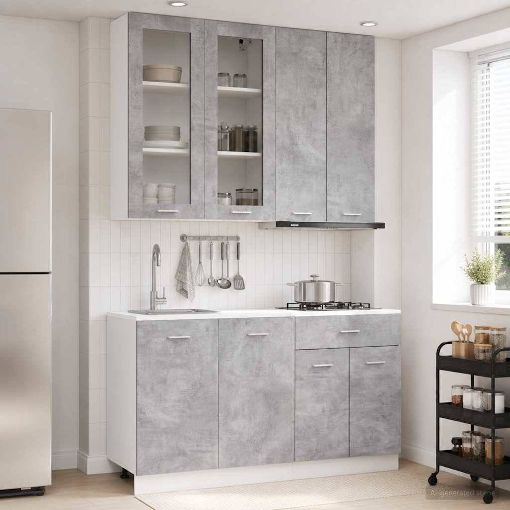 vidaXL Kücheneinheit LYON 4 pcs Betongrau Holzwerkstoff