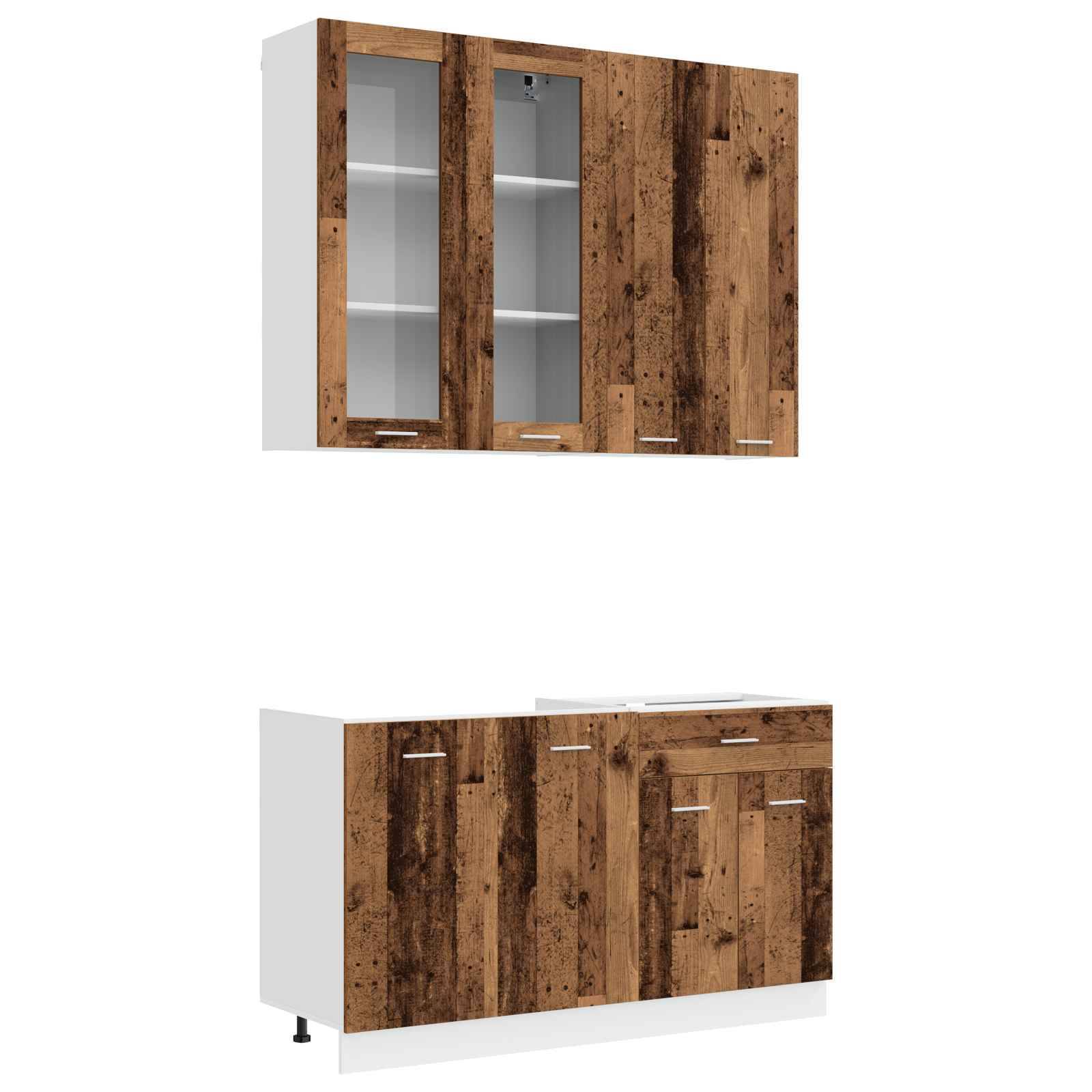 vidaXL Kücheneinheit LYON 4 pcs Altholz Holzwerkstoff