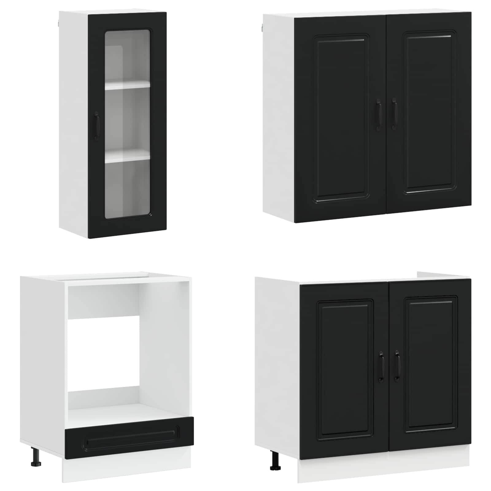 vidaXL Kücheneinheit KALMAR 8 pcs Schwarz Holzwerkstoff