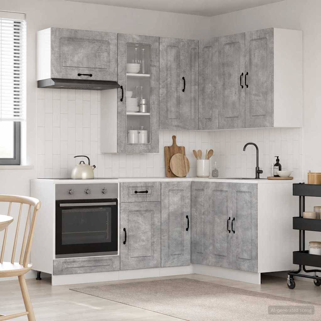vidaXL Kücheneinheit KALMAR 8 pcs Betongrau Holzwerkstoff