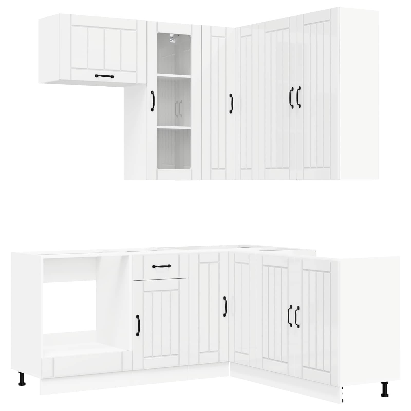 vidaXL Kücheneinheit LUCCA 8 pcs Hochglanz Weiß Holzwerkstoff
