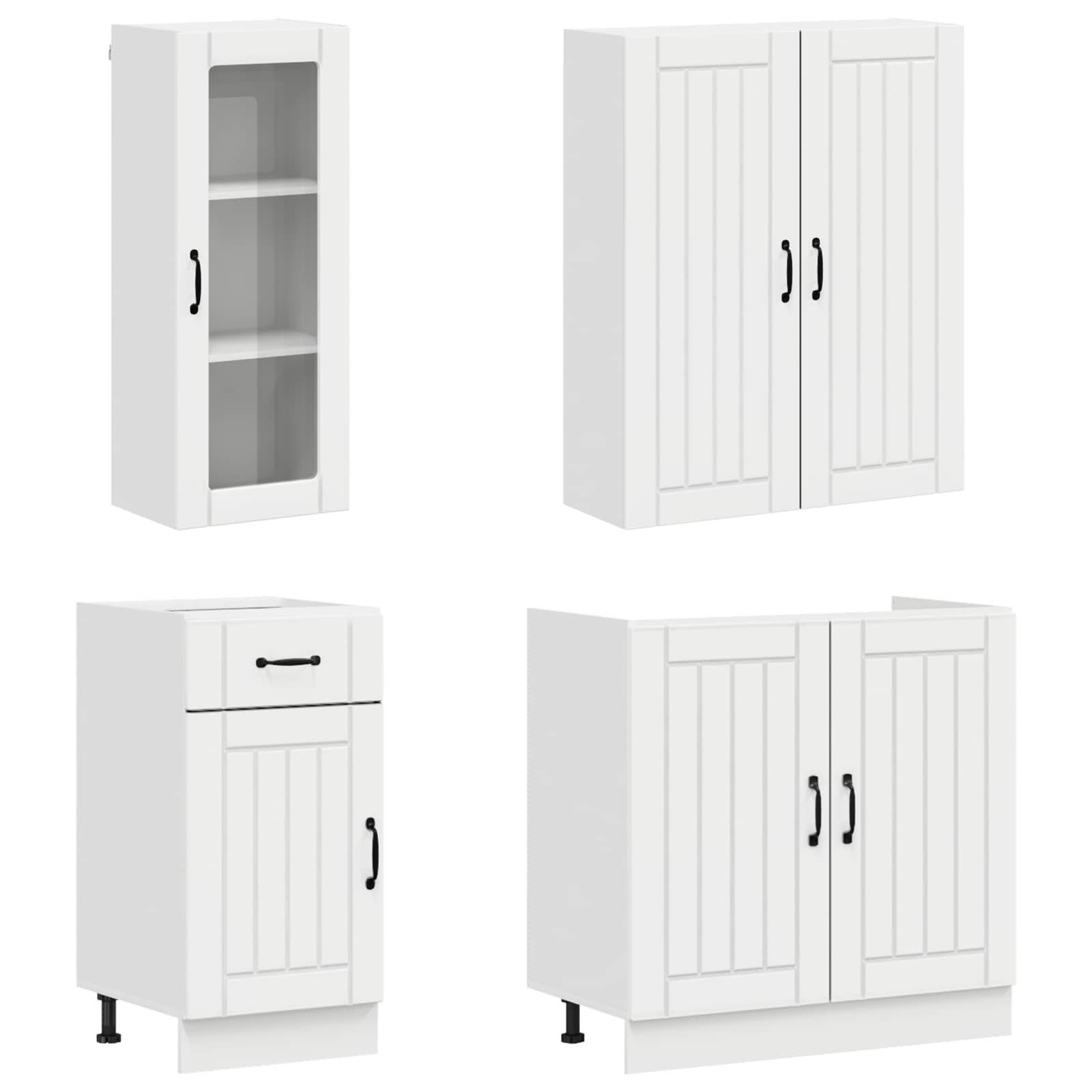 vidaXL Kücheneinheit LUCCA 8 pcs Hochglanz Weiß Holzwerkstoff