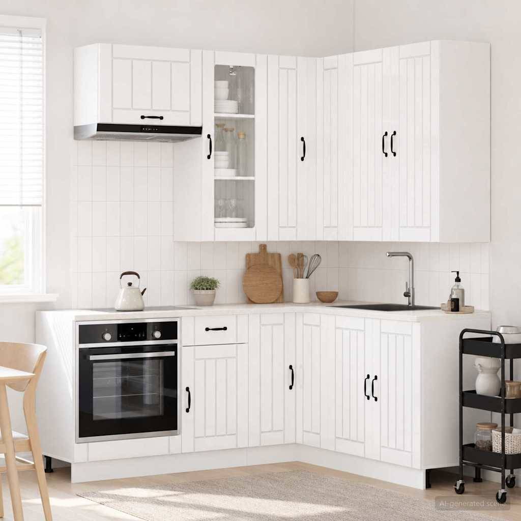 vidaXL Kücheneinheit LUCCA 8 pcs Hochglanz Weiß Holzwerkstoff