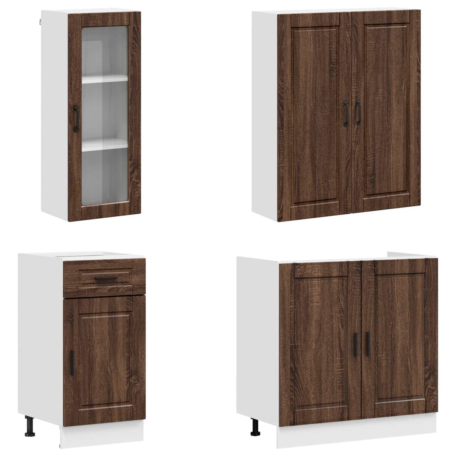 vidaXL Kücheneinheit PORTO 8 pcs Brauneiche Holzwerkstoff