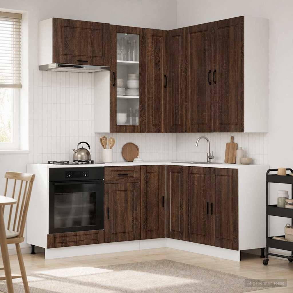 vidaXL Kücheneinheit PORTO 8 pcs Brauneiche Holzwerkstoff
