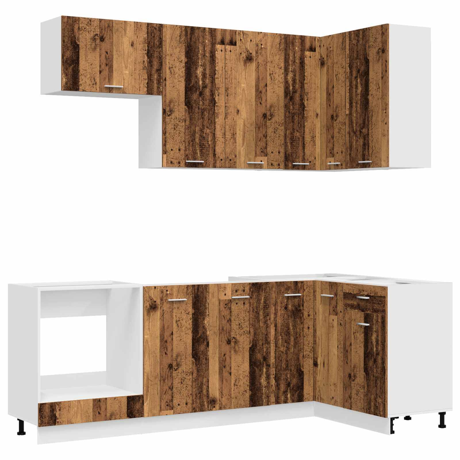 vidaXL Kücheneinheit LYON 8 pcs Altholz Holzwerkstoff