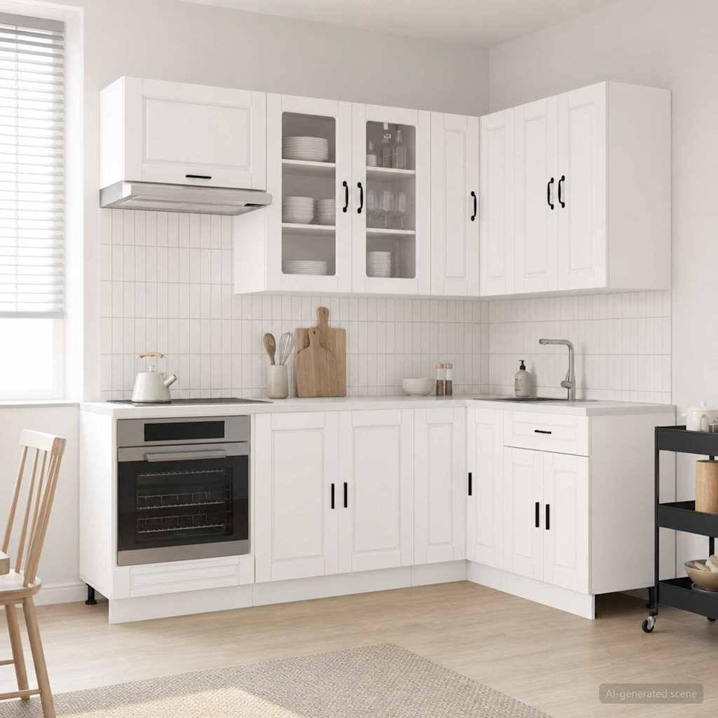 vidaXL Kücheneinheit PORTO 8 pcs Hochglanz Weiß Holzwerkstoff