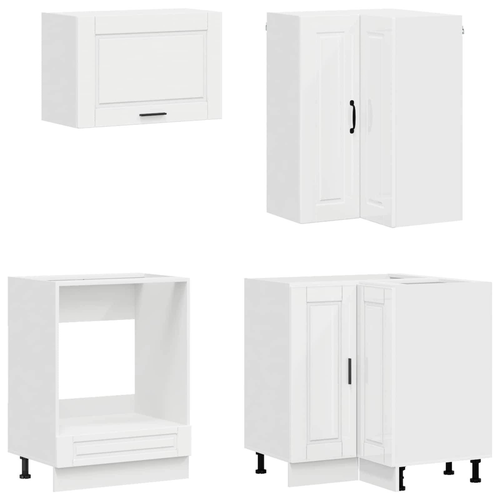 vidaXL Kücheneinheit PORTO 8 pcs Hochglanz Weiß Holzwerkstoff