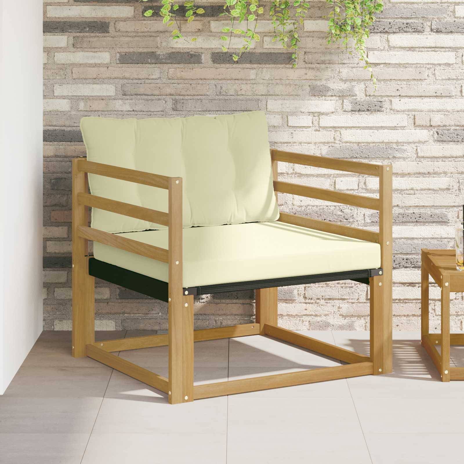 vidaXL Outdoor-Sofagarnitur Massives Akazienholz und Textilene Weiß