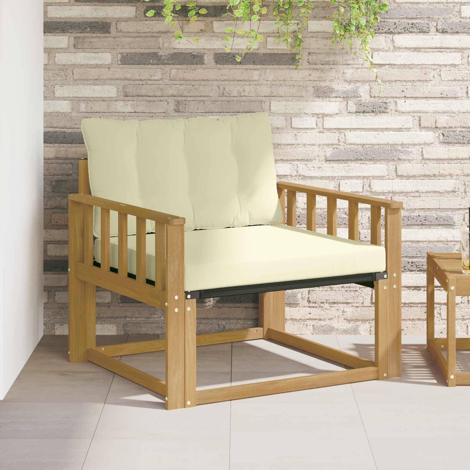 vidaXL Outdoor-Sofagarnitur Massives Akazienholz und Textilene Weiß
