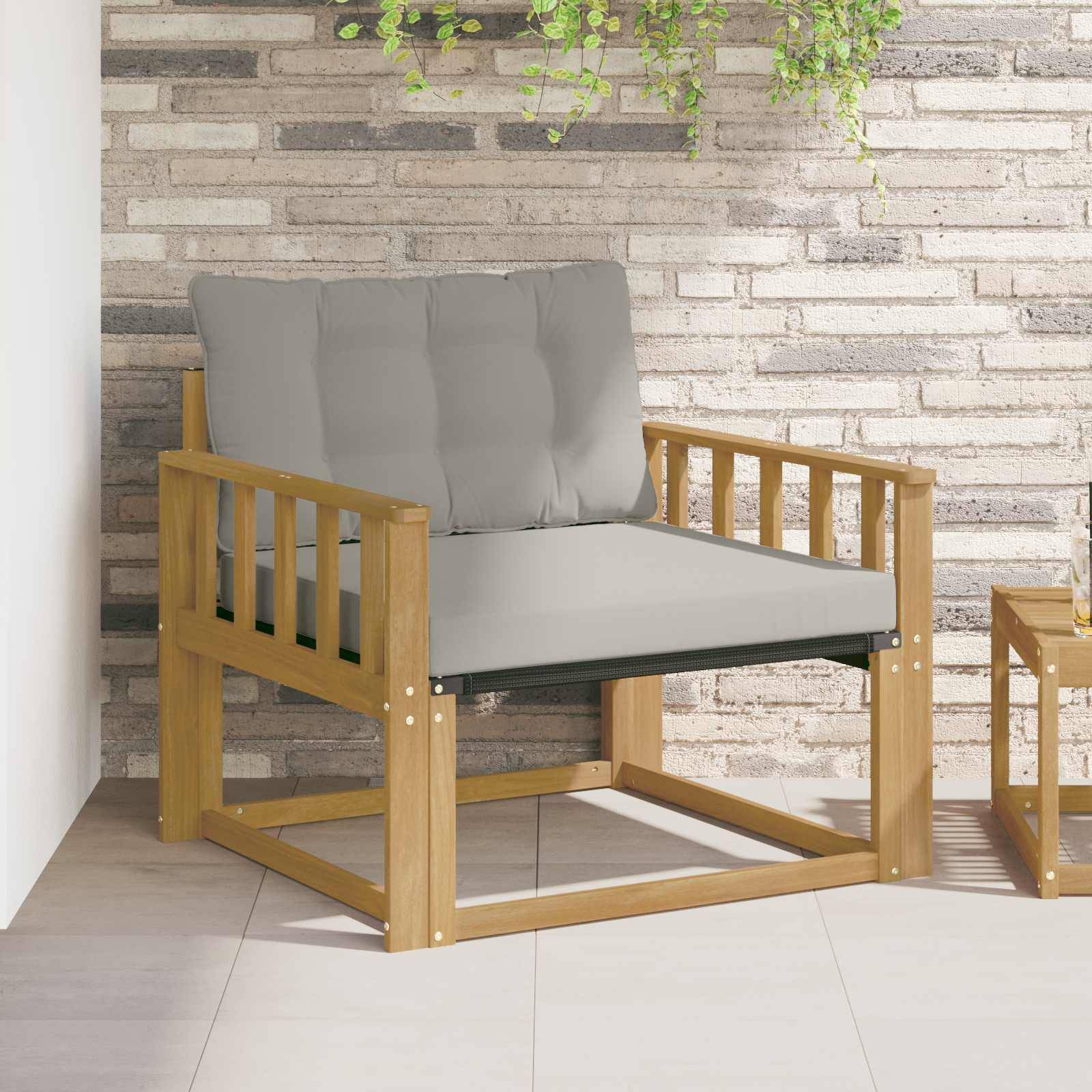 vidaXL Outdoor-Sofagarnitur Massives Akazienholz und Textilene Weiß