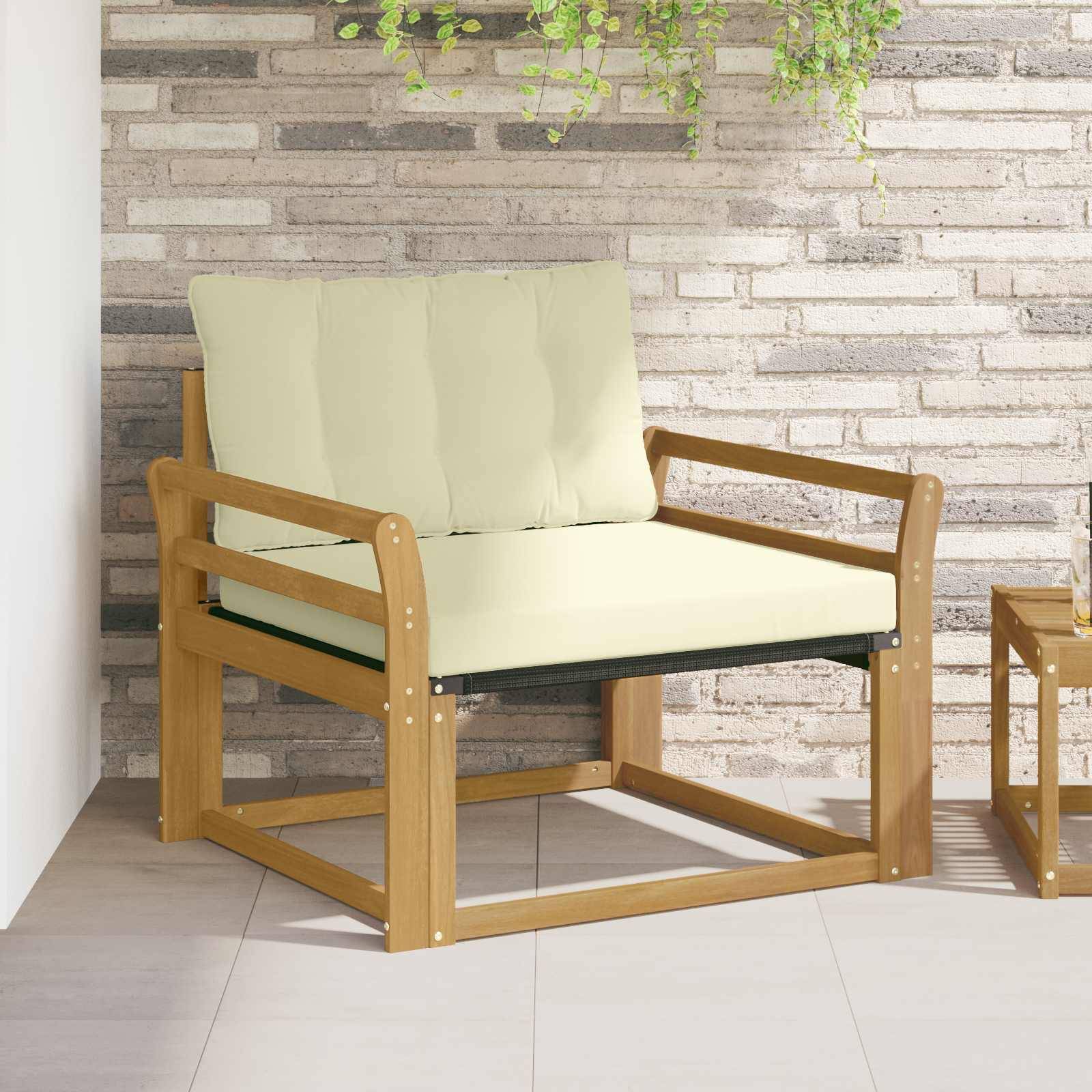 vidaXL Outdoor-Sofagarnitur Massives Akazienholz und Textilene Weiß