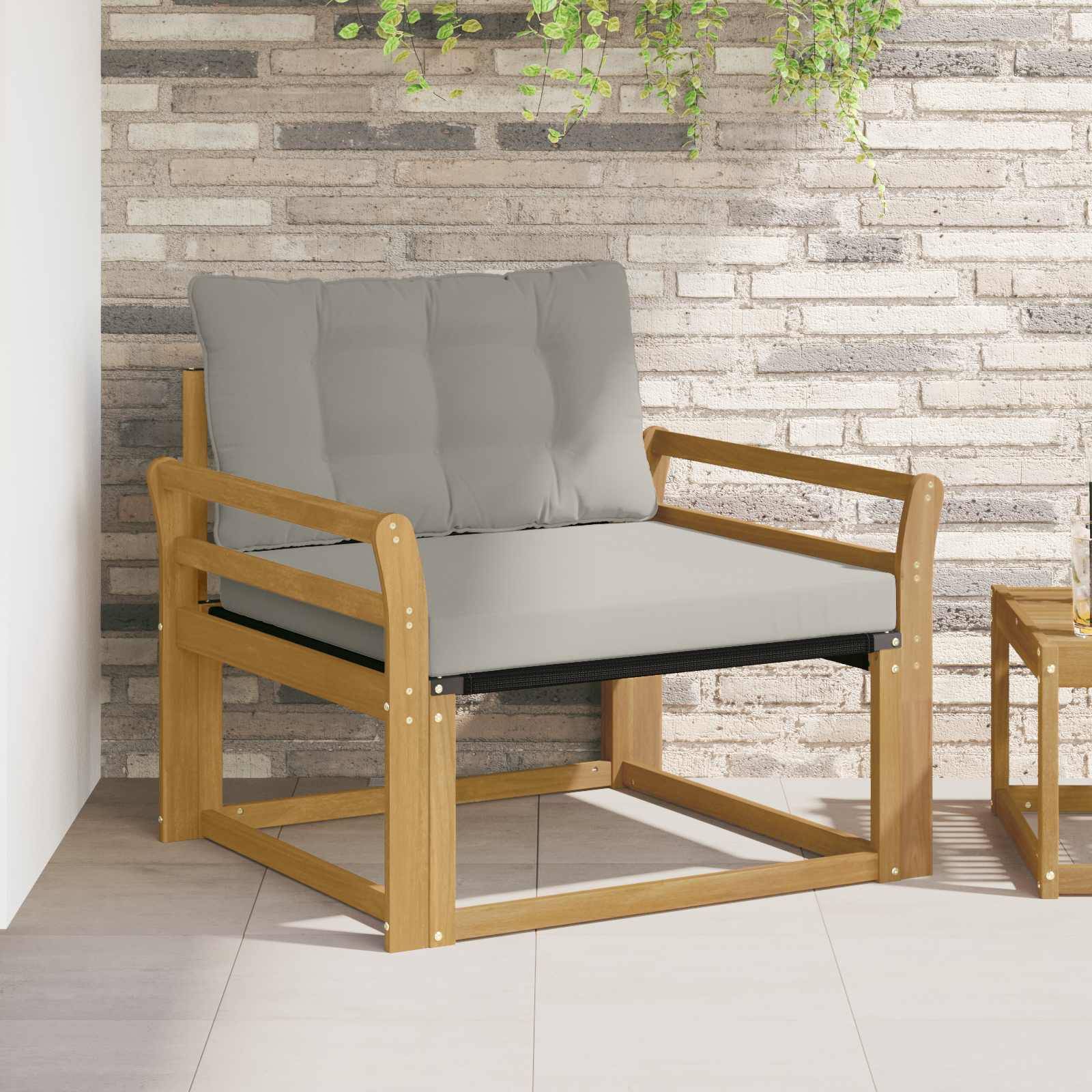 vidaXL Outdoor-Sofagarnitur Massives Akazienholz und Textilene Weiß