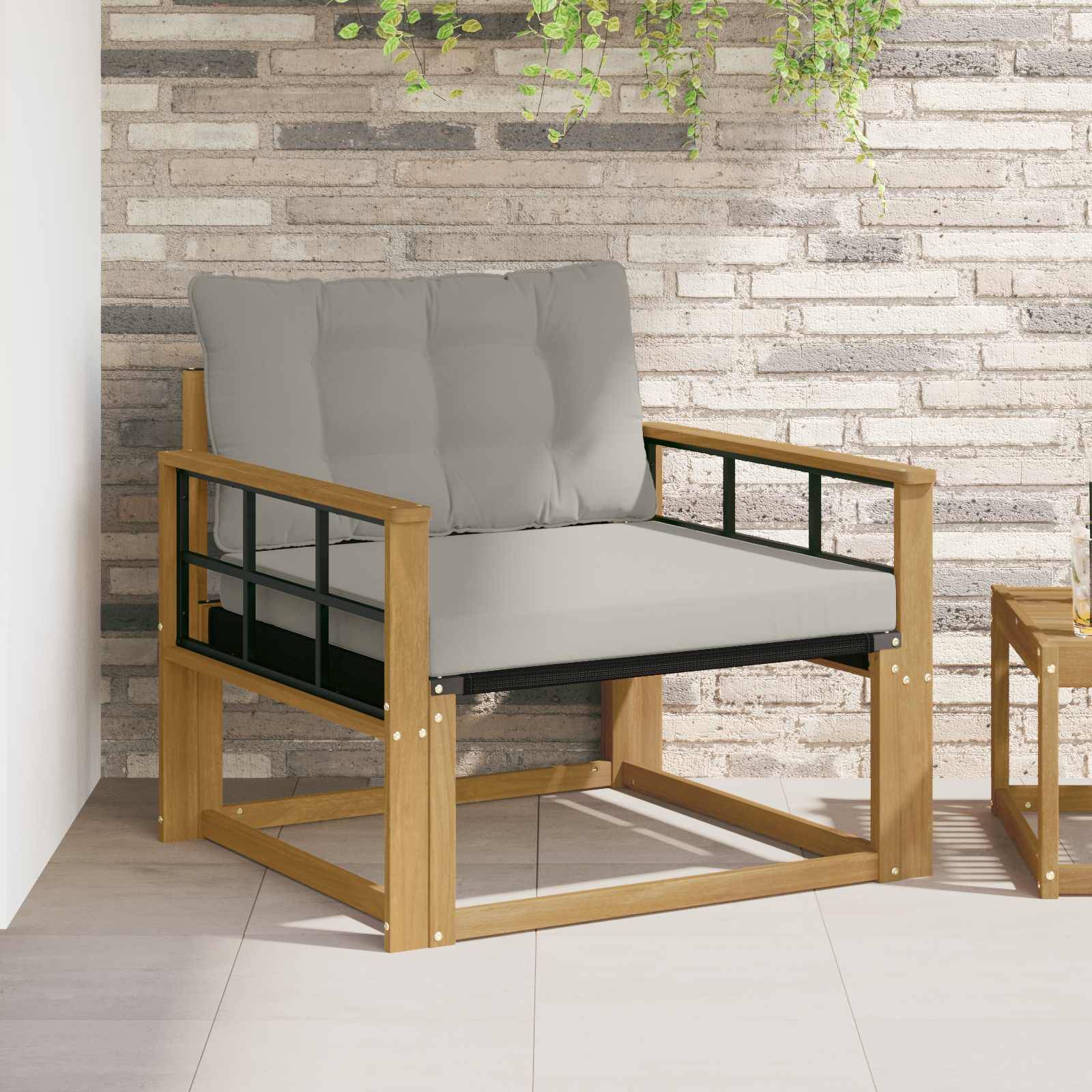 vidaXL Outdoor-Sofagarnitur Massives Akazienholz und Textilene Weiß