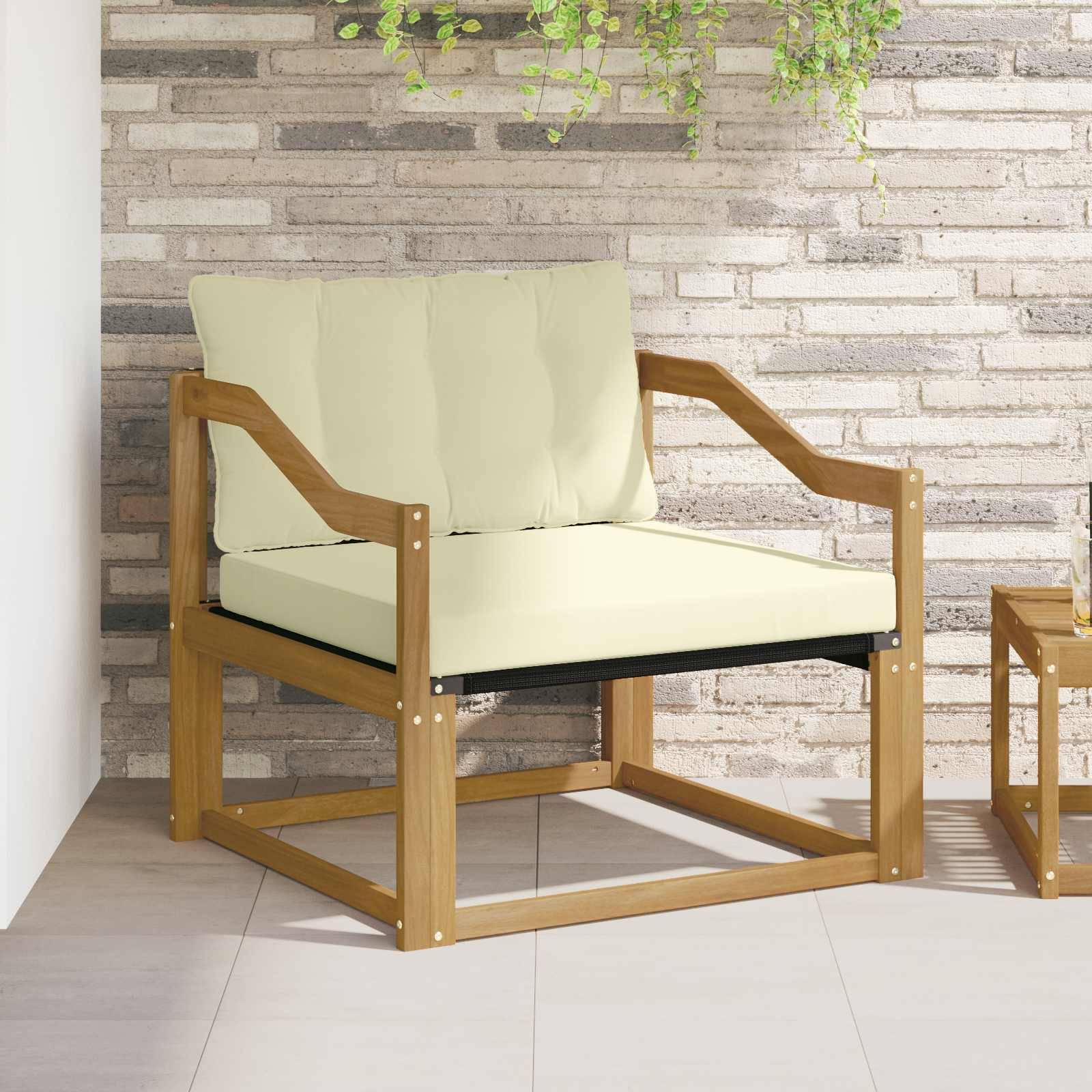 vidaXL Outdoor-Sofagarnitur Massives Akazienholz und Textilene Weiß