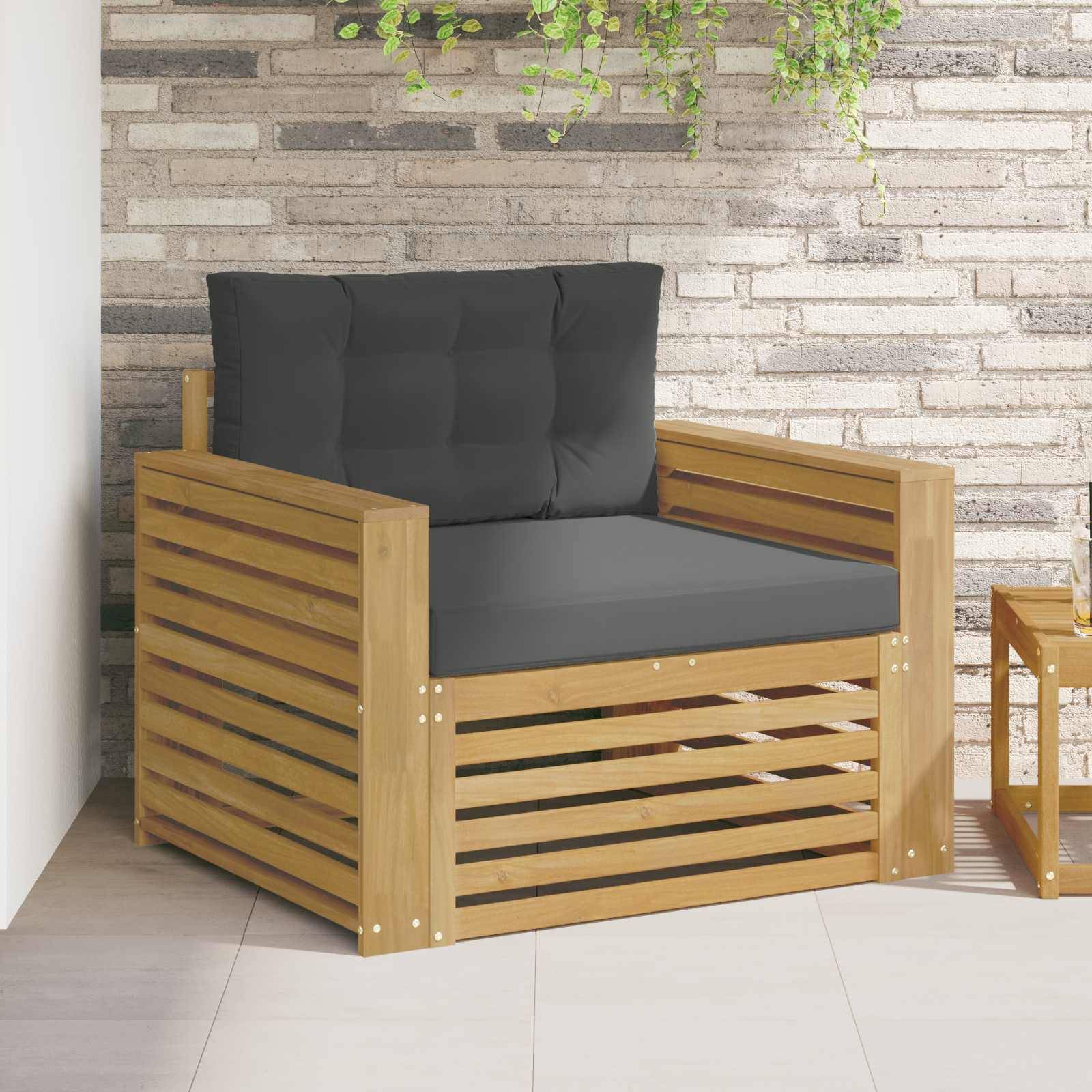 vidaXL Outdoor-Sofa Polyester Weiß und Anthrazit