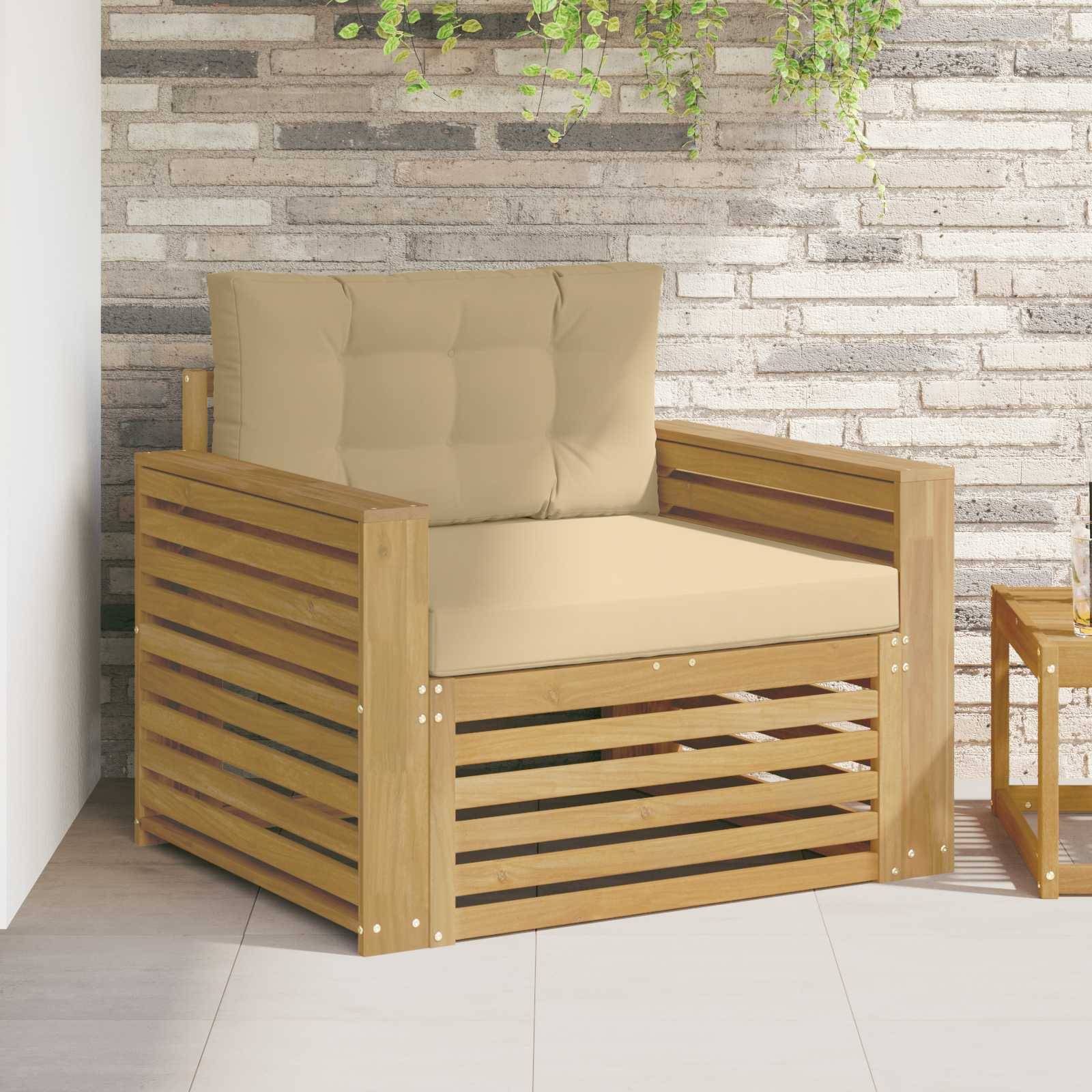 vidaXL Outdoor-Sofa Polyester Weiß und Beige