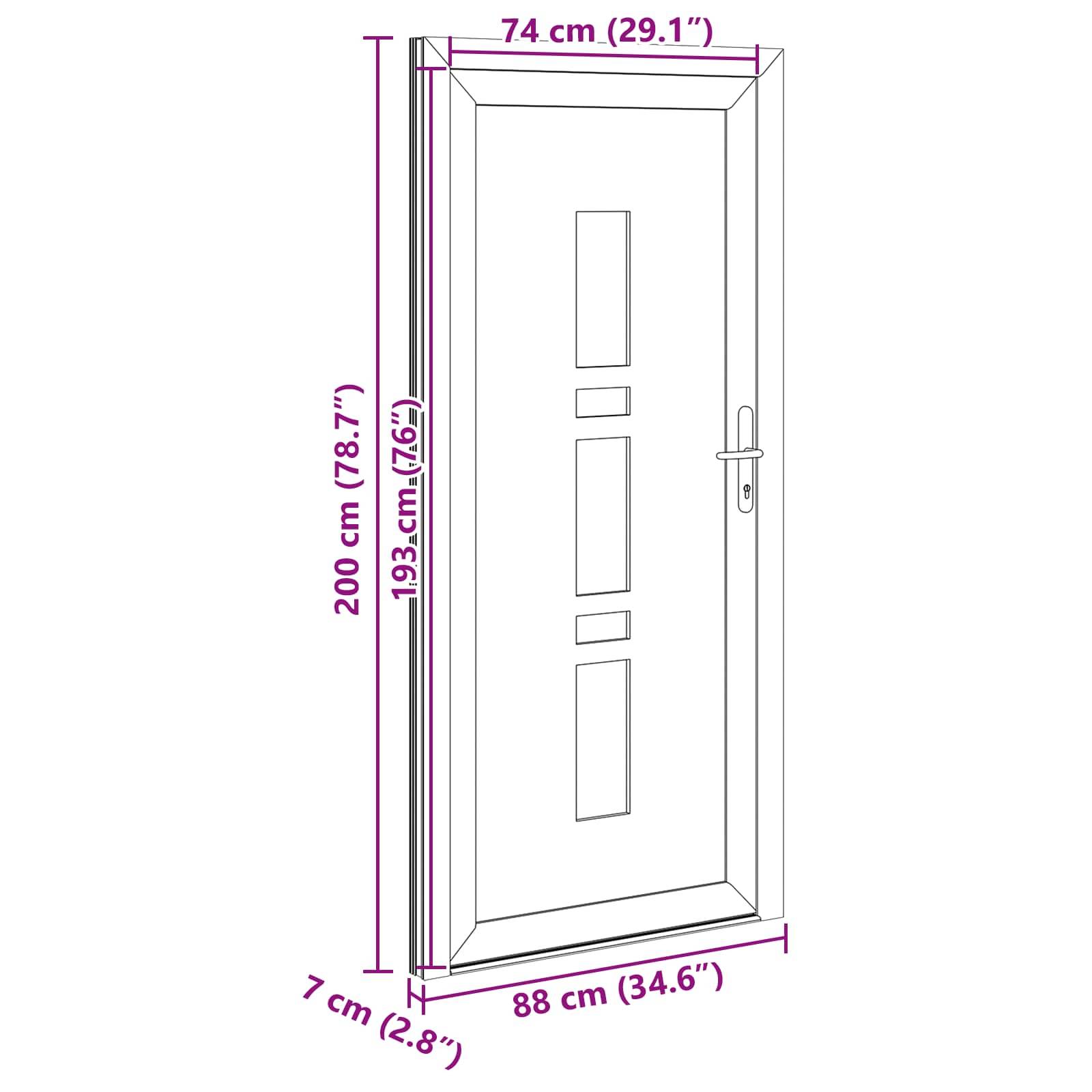 vidaXL Vordertür Anthrazit 88 x 200 cm PVC