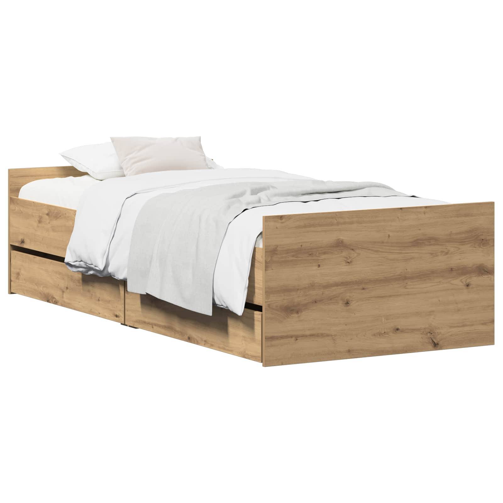 vidaXL Bettrahmen Artisan-Eiche 100 x 200 cm Holzwerkstoff
