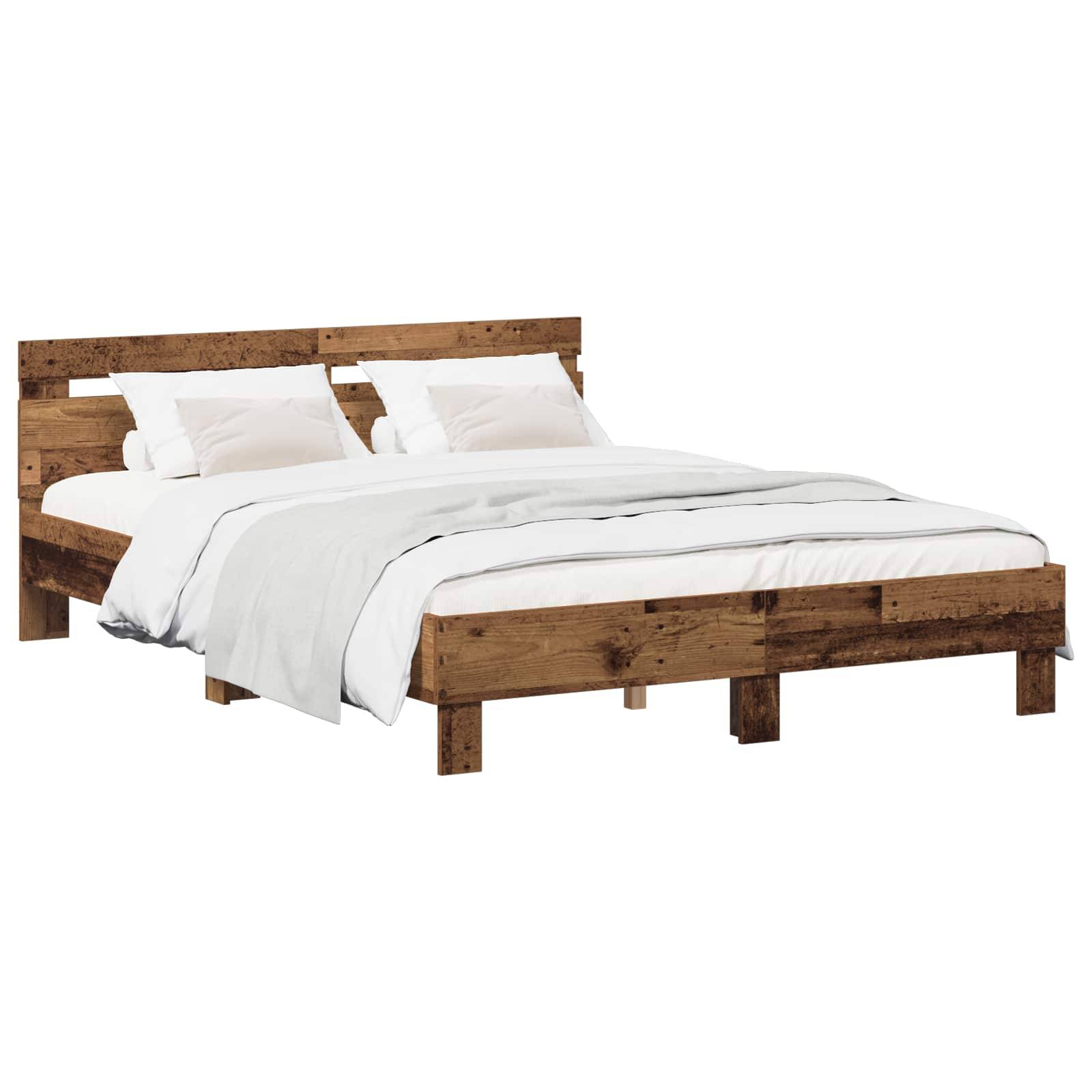 vidaXL Bettrahmen Altholz 140 x 190 cm Holzwerkstoff