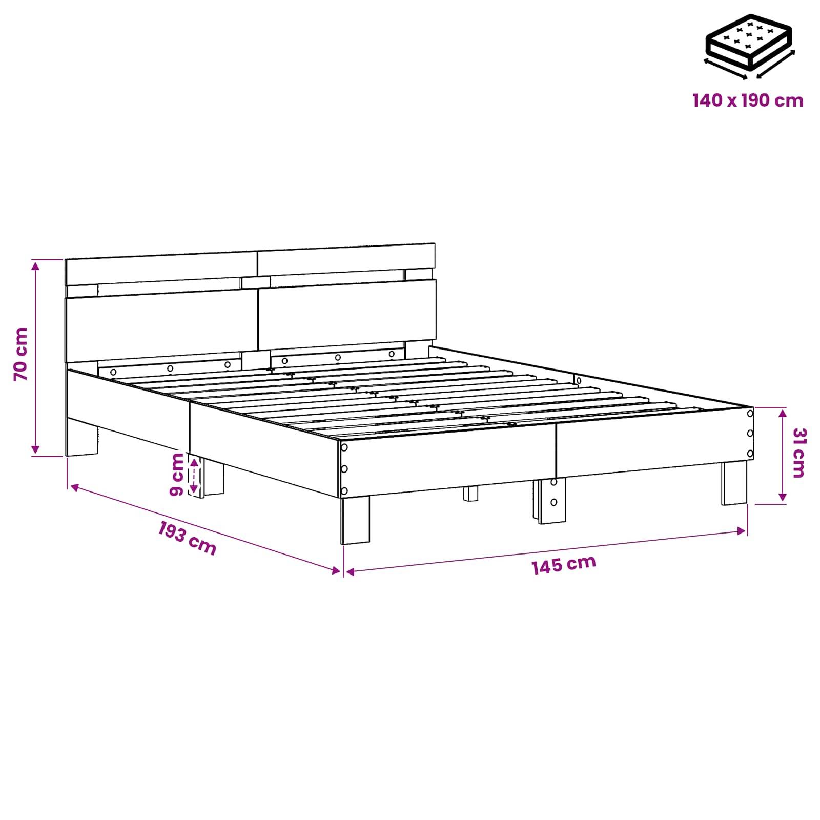 vidaXL Bettrahmen Altholz 140 x 190 cm Holzwerkstoff