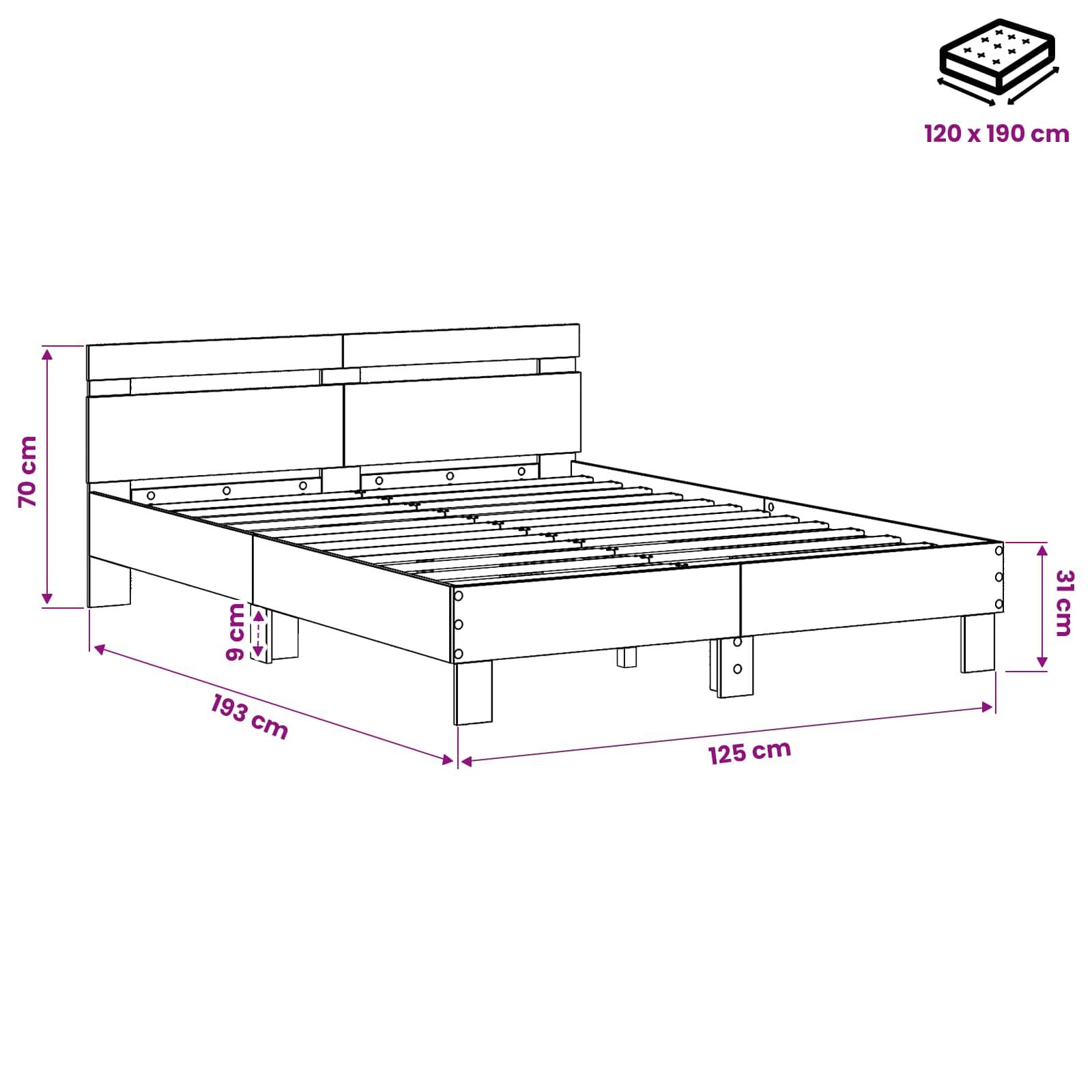 vidaXL Bettrahmen Altholz 120 x 190 cm Holzwerkstoff