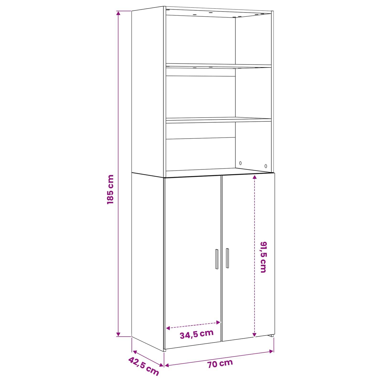 vidaXL Highboard Altholz 70 x 42,5 x 185 cm Holzwerkstoff