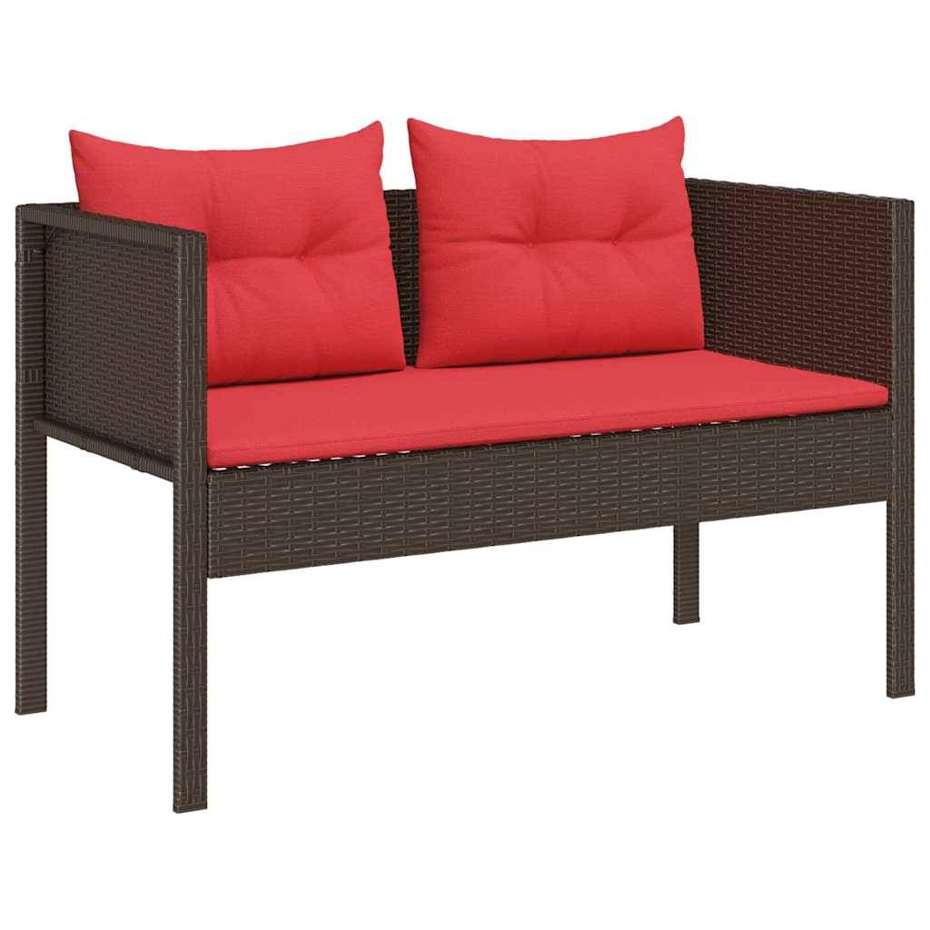 vidaXL Gartensofa-set mit Kissen 6 pcs Braun und Rot Poly-Rattan