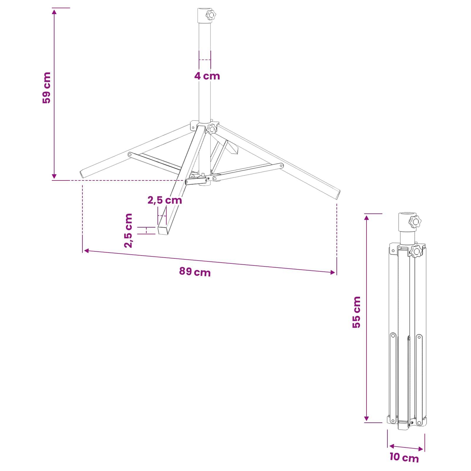 vidaXL Sonnenschirmständer Weiß Stahl für 25-32 mm Mast