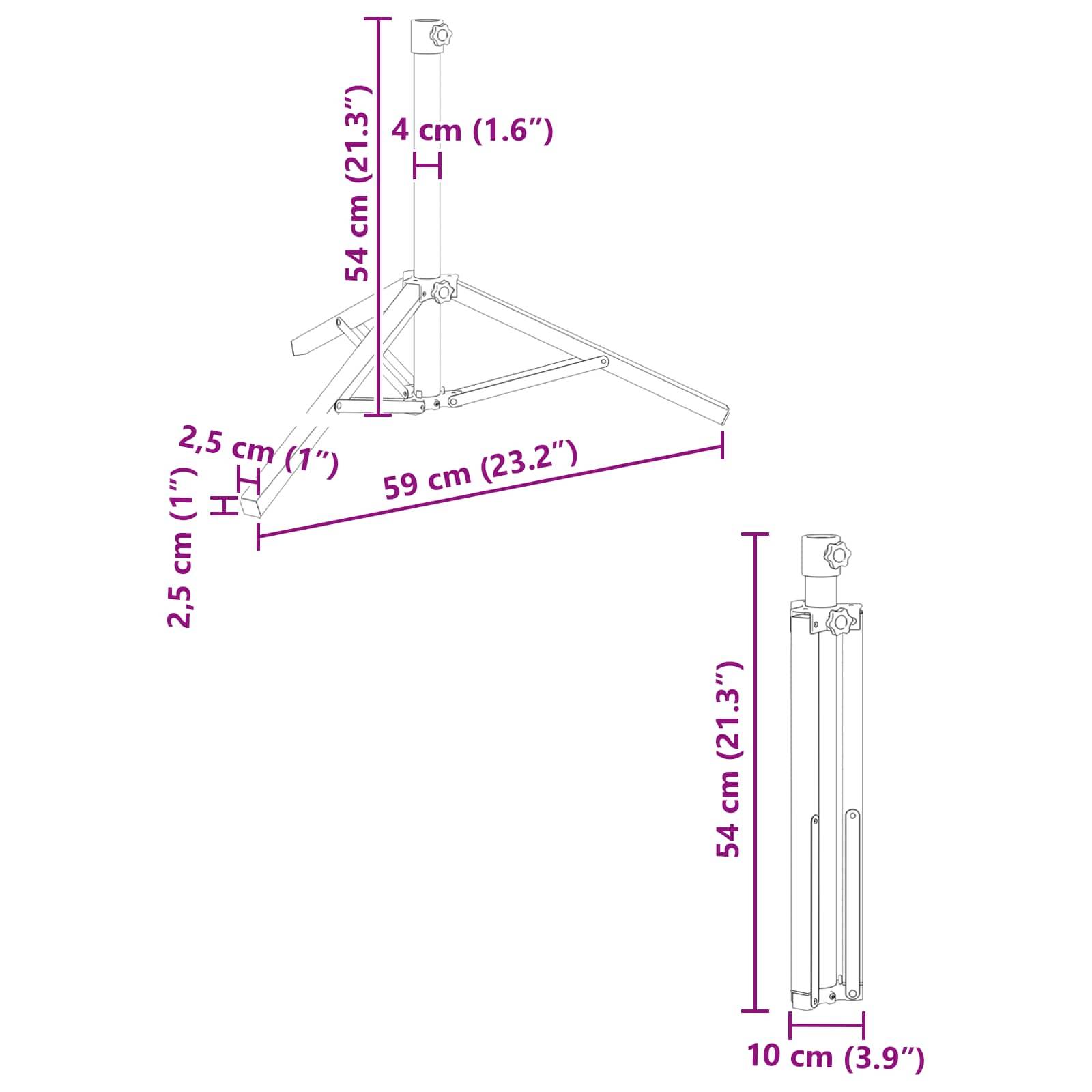 vidaXL Parasol Stand Weiß Stahl for 25-32 mm Pole