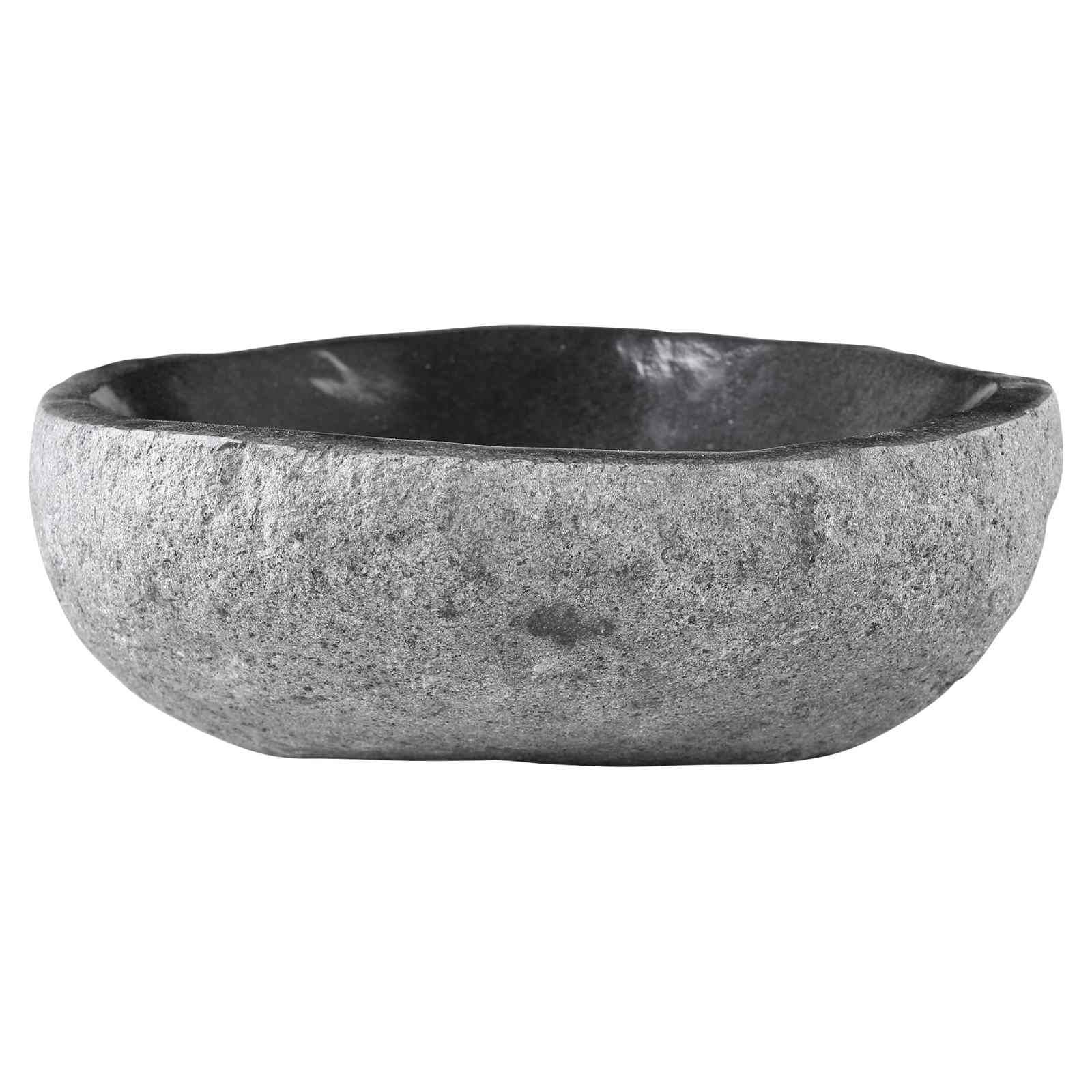 vidaXL Waschbecken Oval Grau (32-37) x (27-30) x 12 cm Flussstein