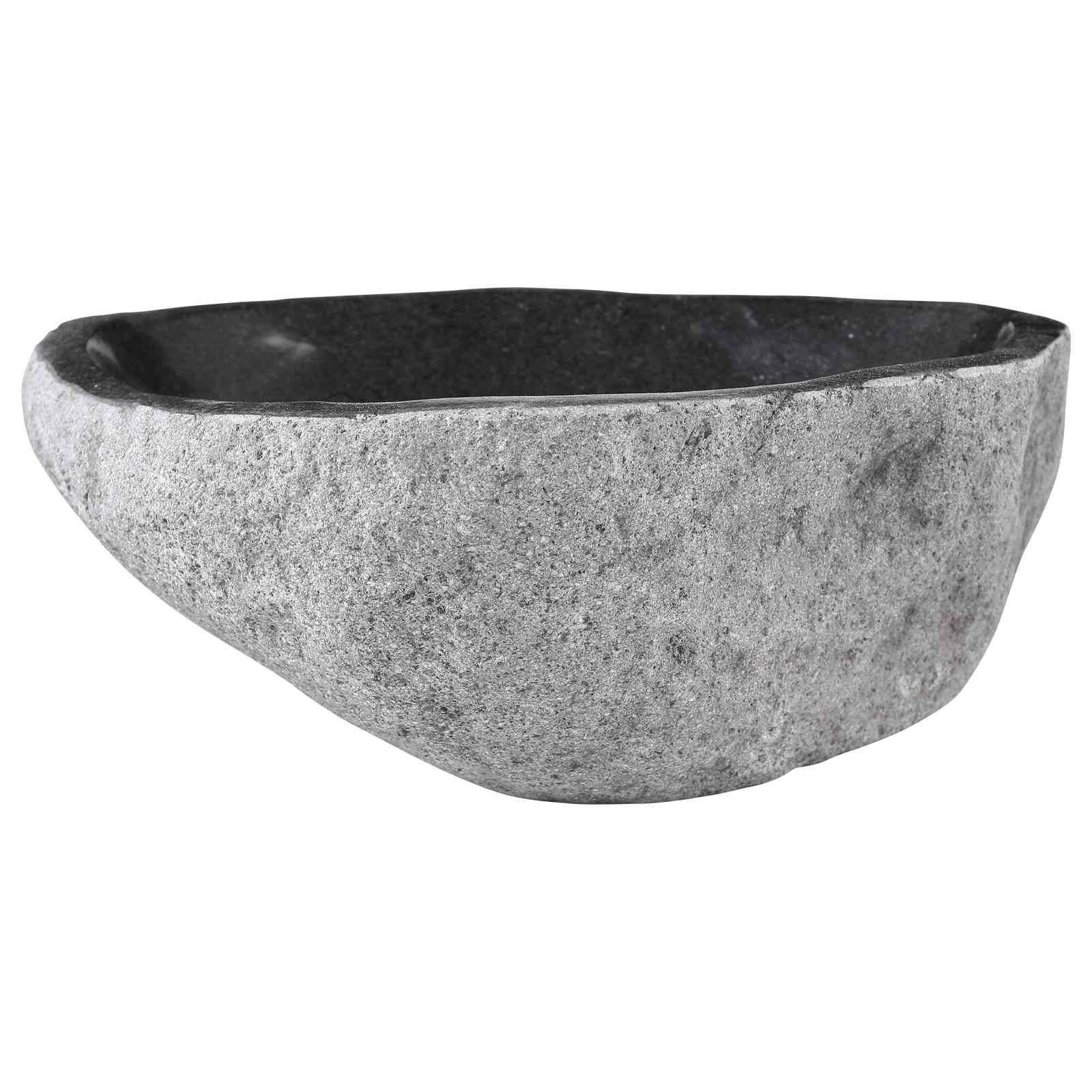 vidaXL Waschbecken Oval Grau (32-37) x (27-30) x 12 cm Flussstein