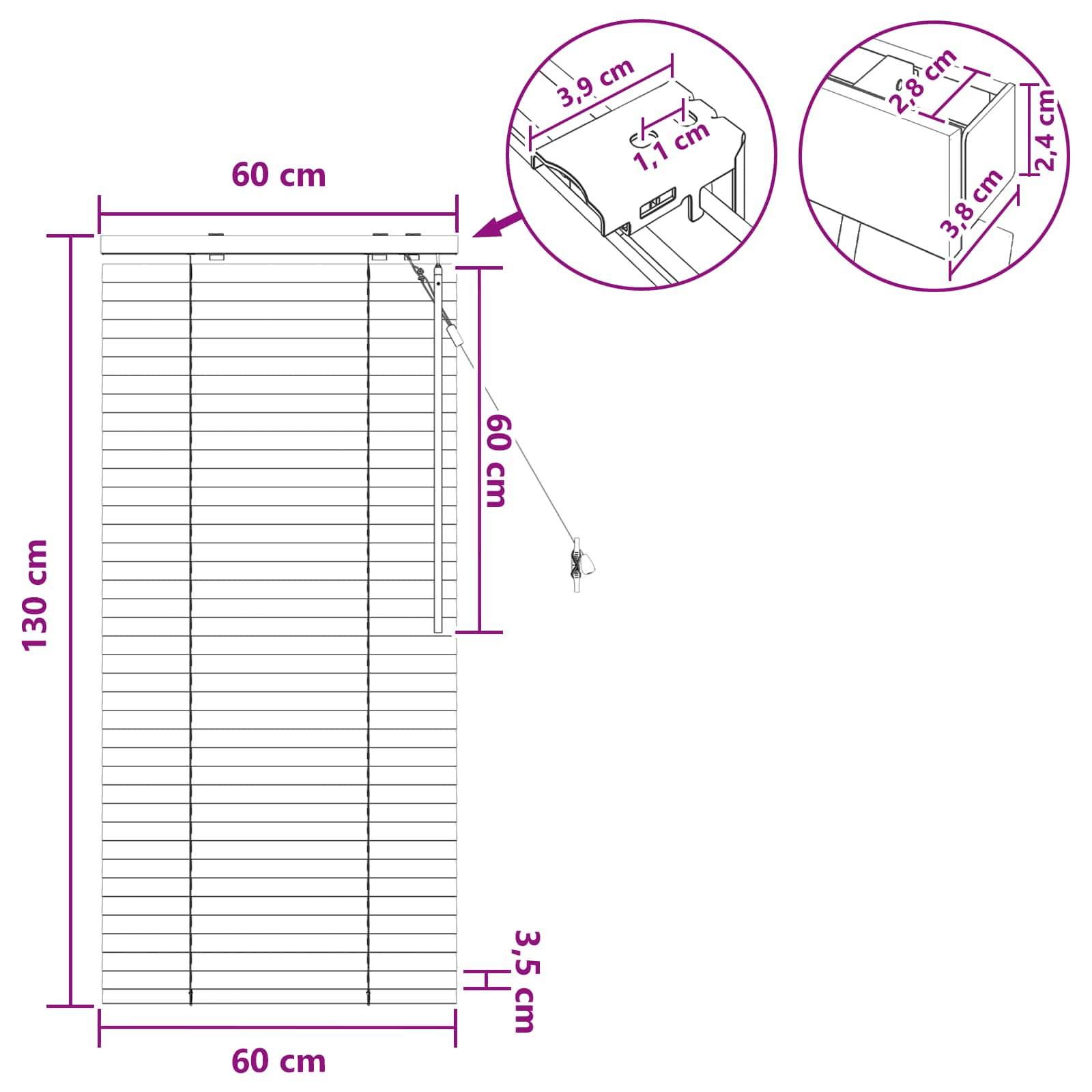 vidaXL Jalousie Eichenoptik 60 x 130 cm 35 mm Massives Paulownia-Holz