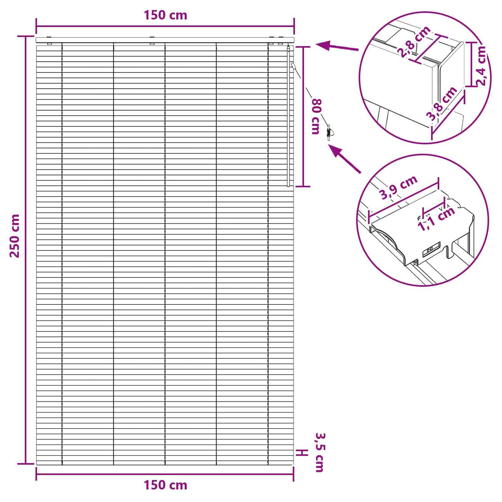 vidaXL Jalousie Eichenoptik 150 x 250 cm 35 mm Massives Paulownia-Holz